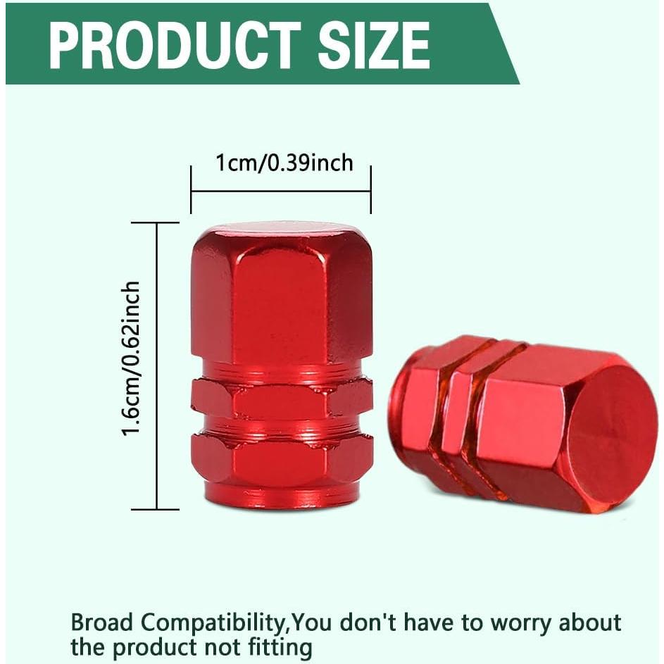 8 Tapas de Válvula de Neumático Kutyun Aluminio Rojo Universal
