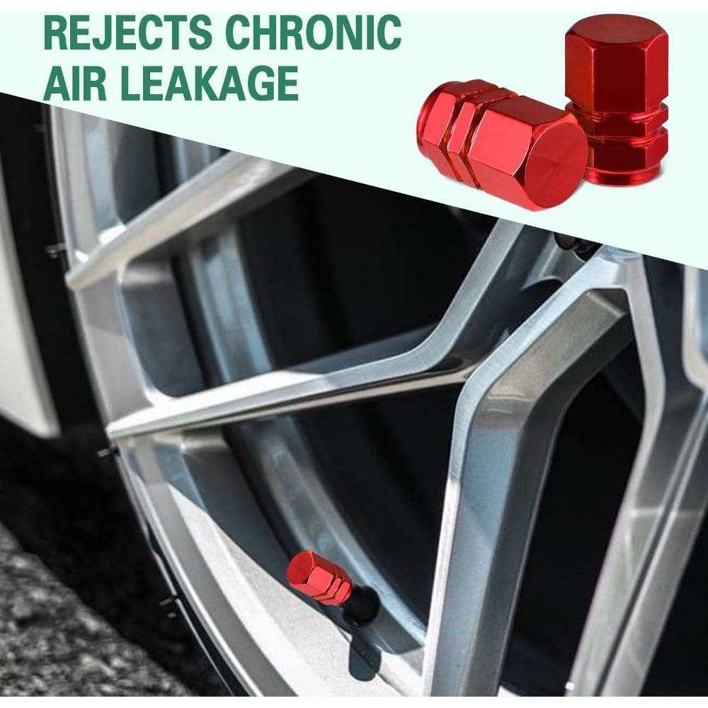 8 Tapas de Válvula de Neumático Kutyun Aluminio Rojo Universal