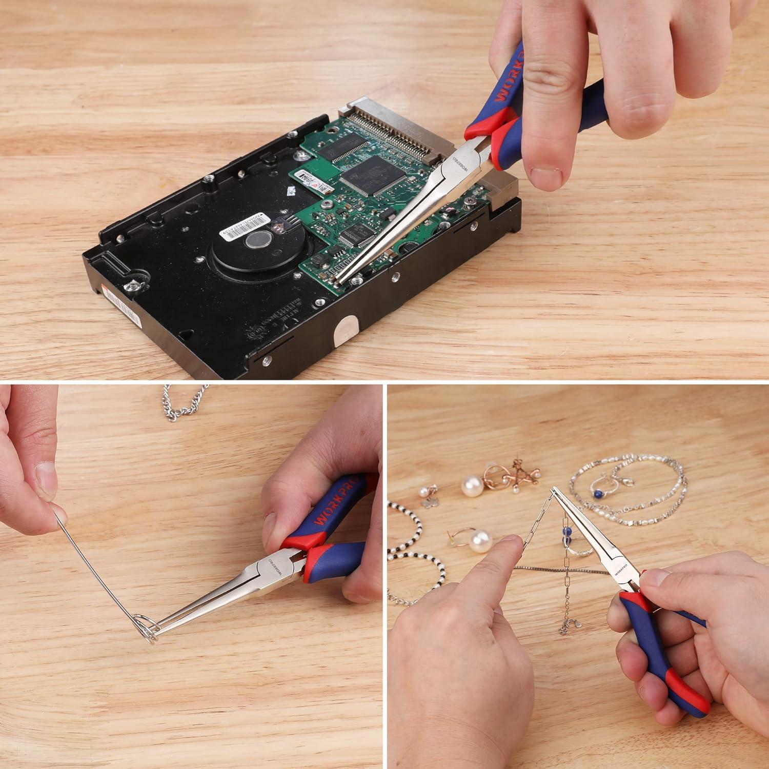 Alicates de Punta Larga WORKPRO 15.24 cm Ergonómicos para Joyería