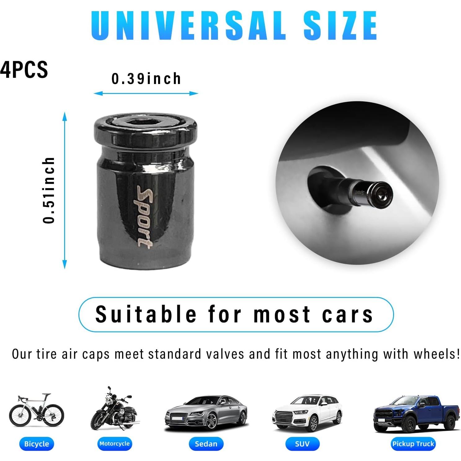 4 Tapones de Válvula Antirrobo Dickno para Neumáticos