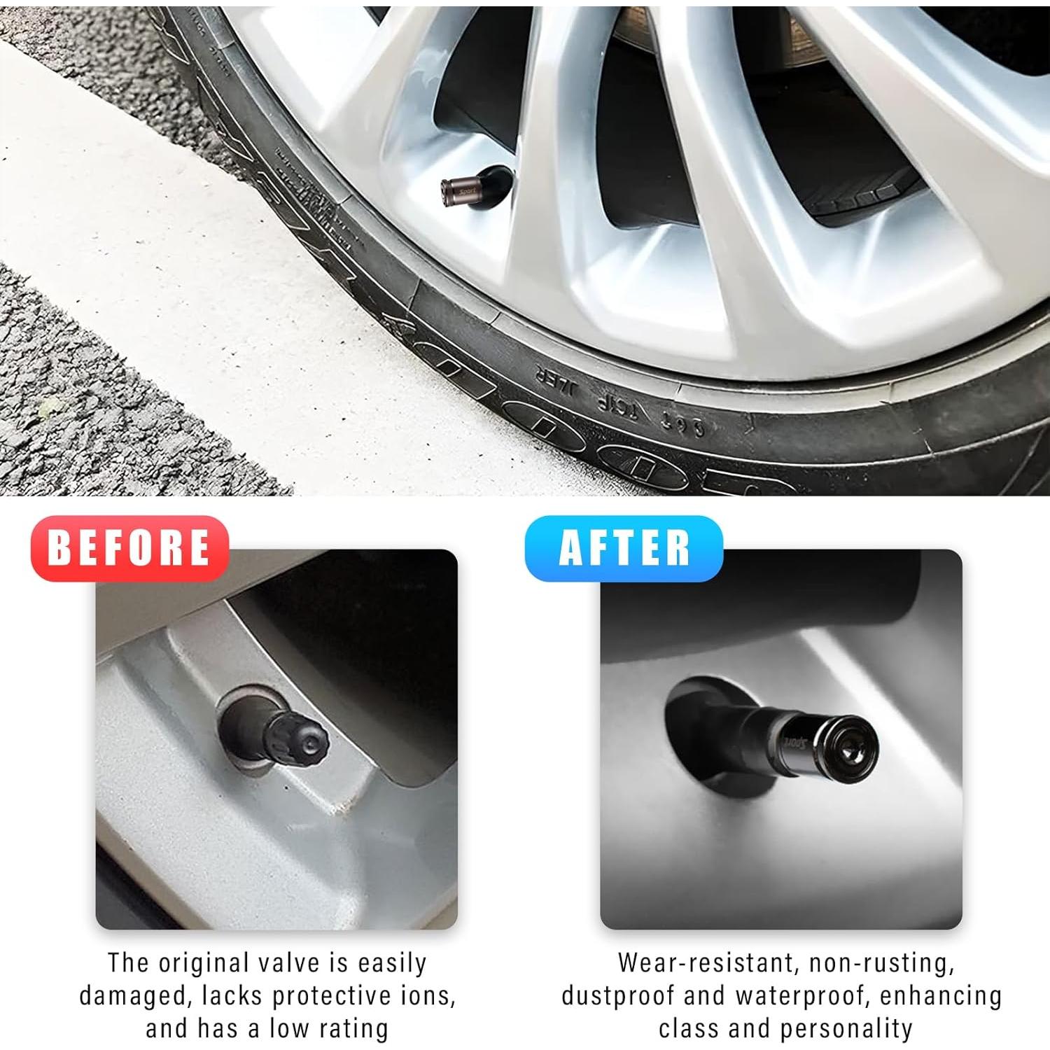 4 Tapones de Válvula Antirrobo Dickno para Neumáticos