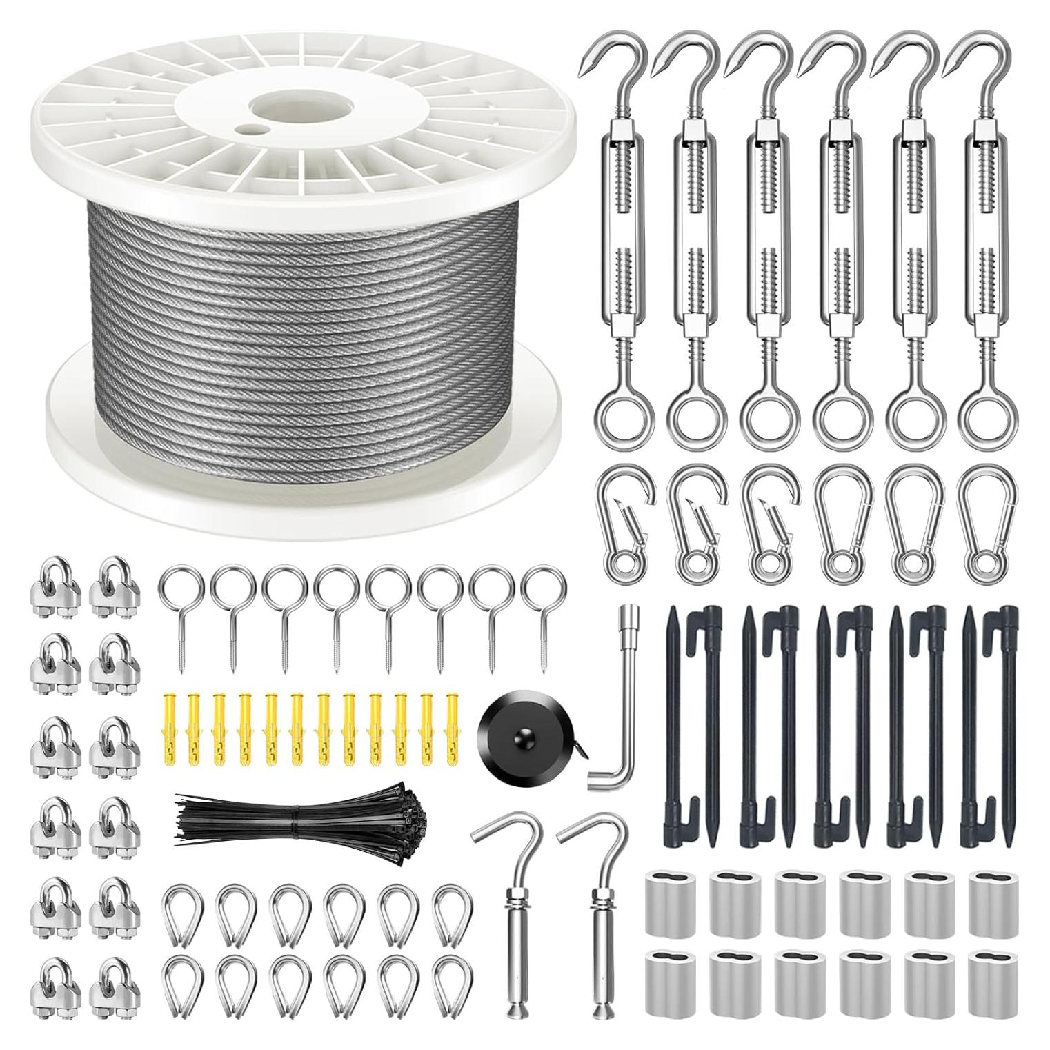 Kit de Cable de Acero Inoxidable KALLSDY 61m 1/8" para Bricolaje