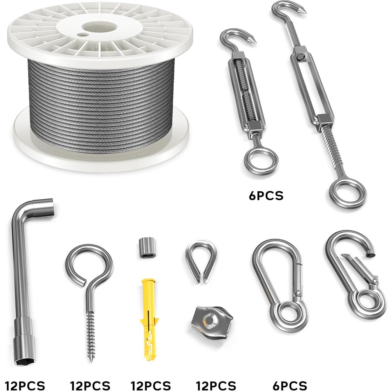 Kit de Cable de Acero Inoxidable KALLSDY 61m 1/8" para Bricolaje