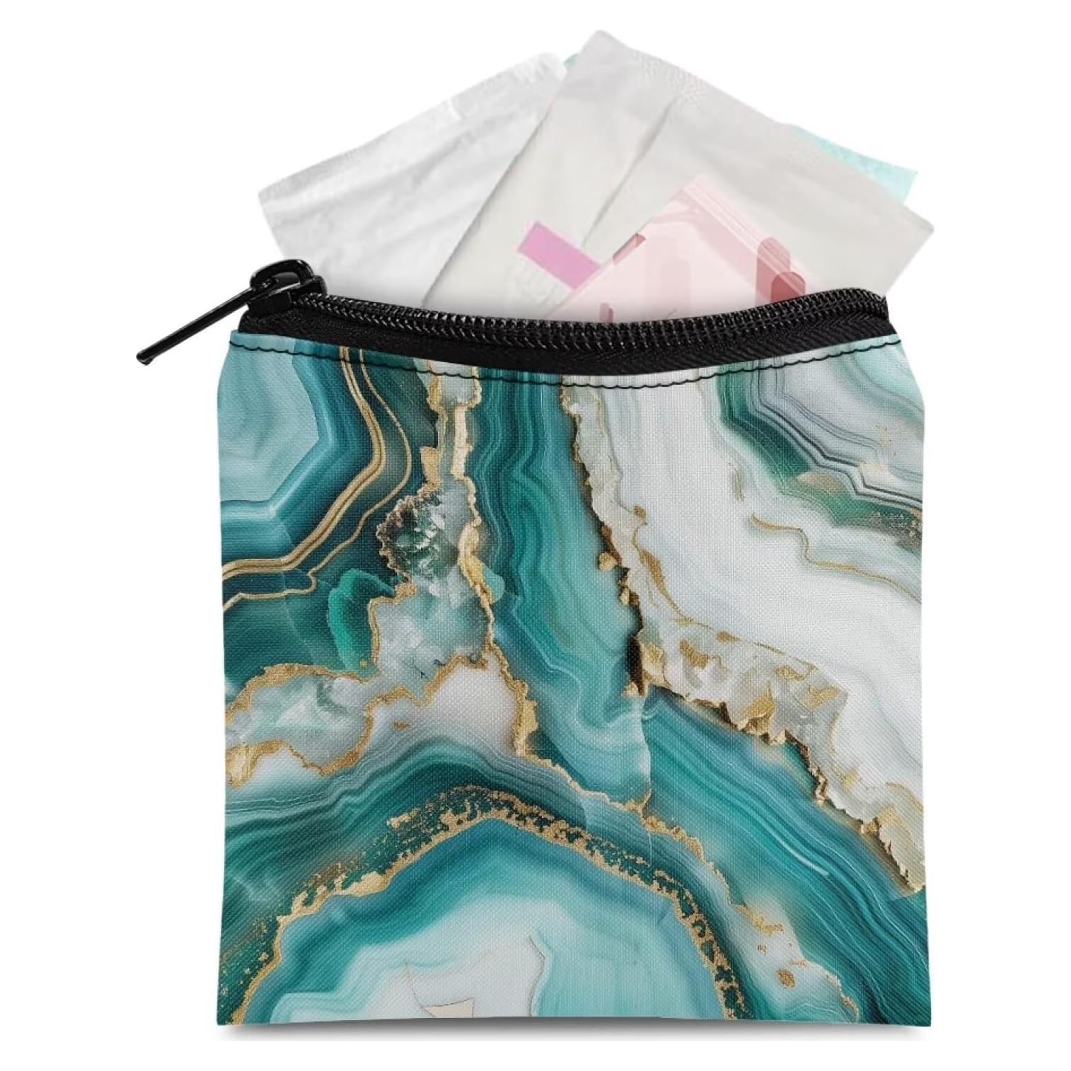 Bolsa de Almacenamiento Menstrual SUITOSELFY Mármol Verde Teal 13x13.7 cm
