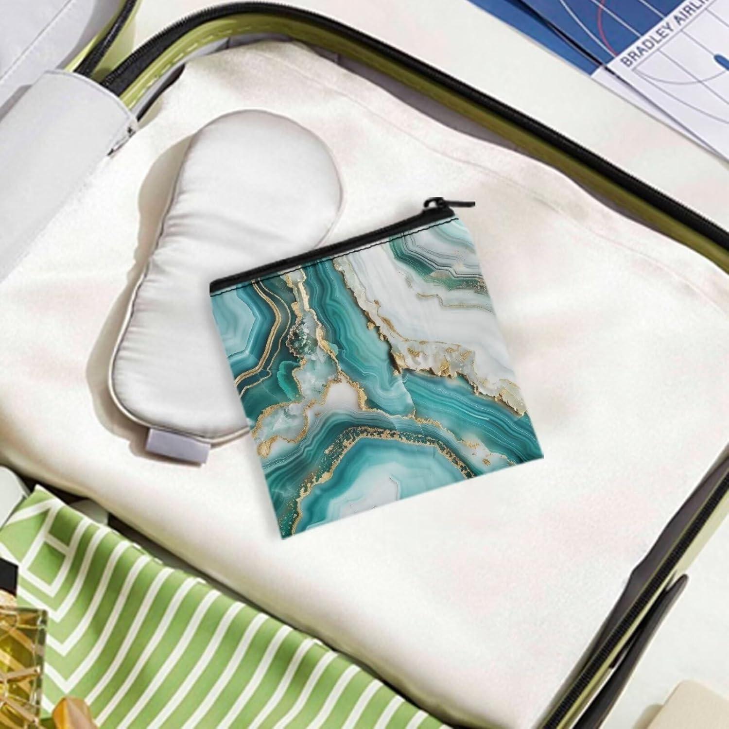 Bolsa de Almacenamiento Menstrual SUITOSELFY Mármol Verde Teal 13x13.7 cm