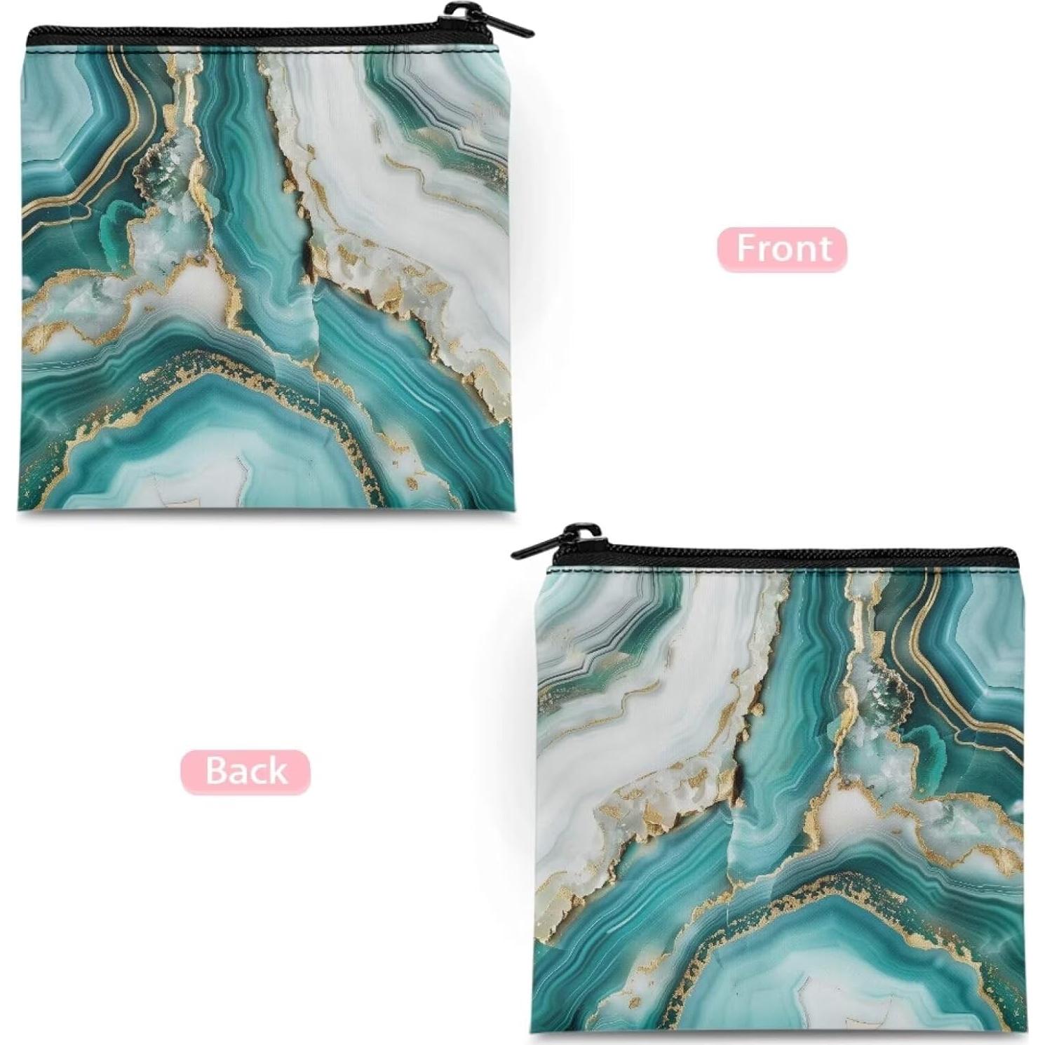 Bolsa de Almacenamiento Menstrual SUITOSELFY Mármol Verde Teal 13x13.7 cm