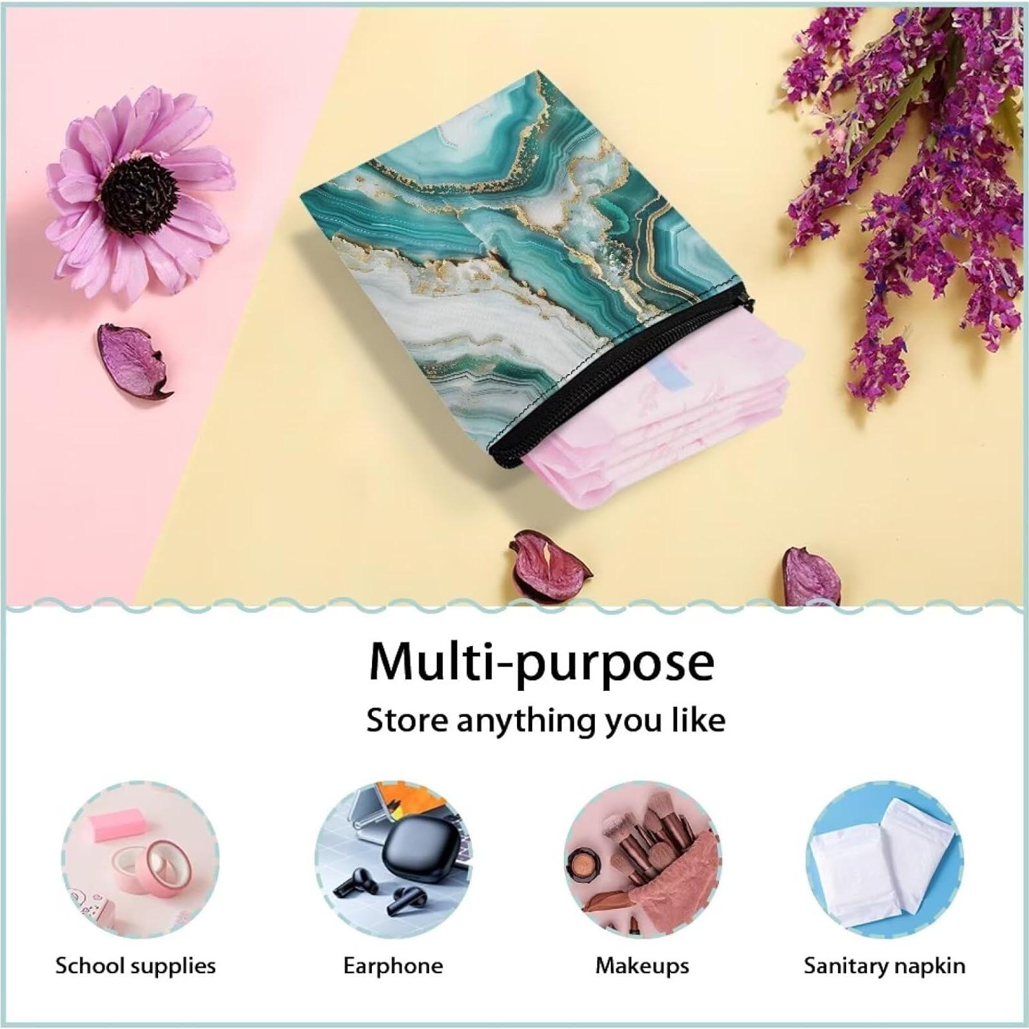 Bolsa de Almacenamiento Menstrual SUITOSELFY Mármol Verde Teal 13x13.7 cm