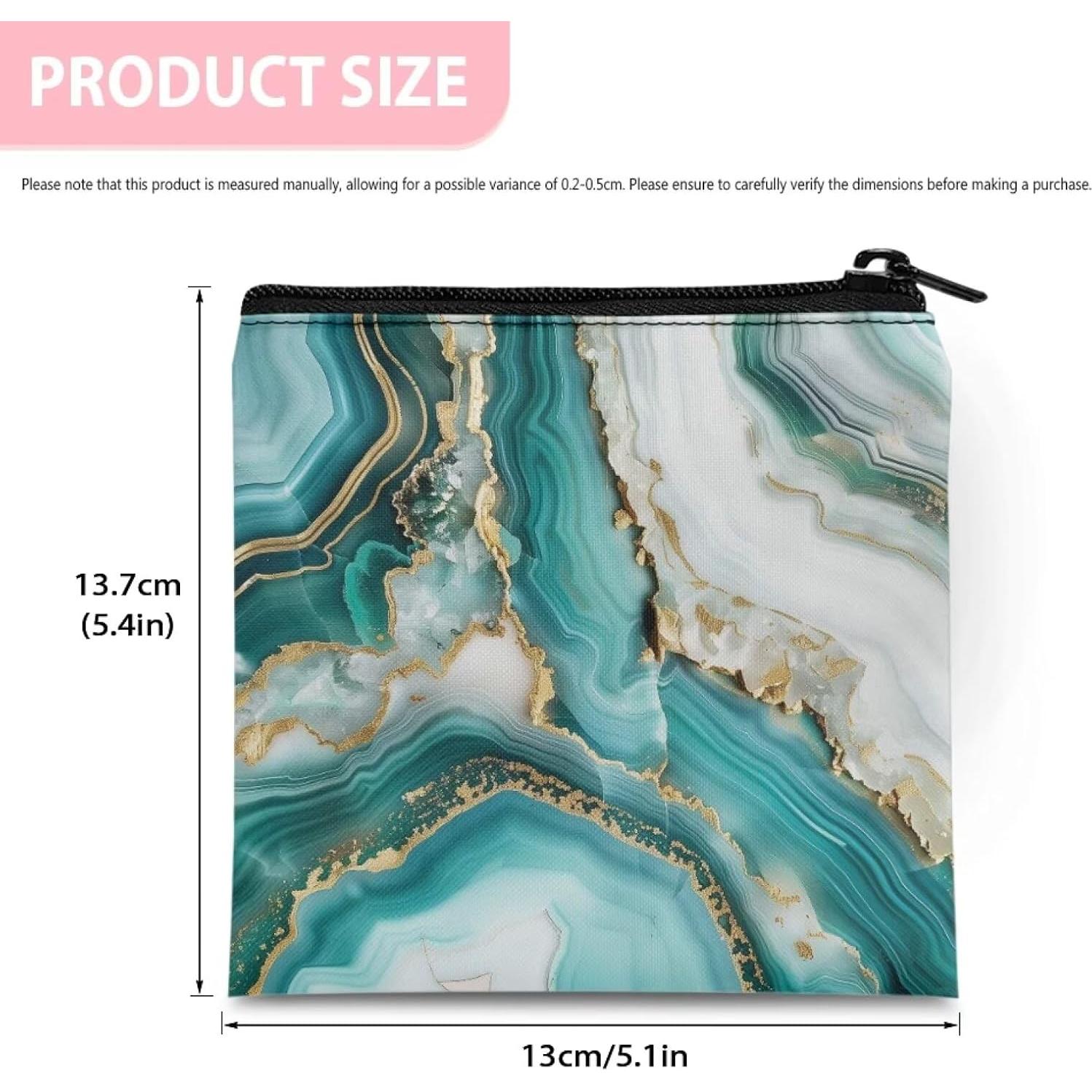 Bolsa de Almacenamiento Menstrual SUITOSELFY Mármol Verde Teal 13x13.7 cm