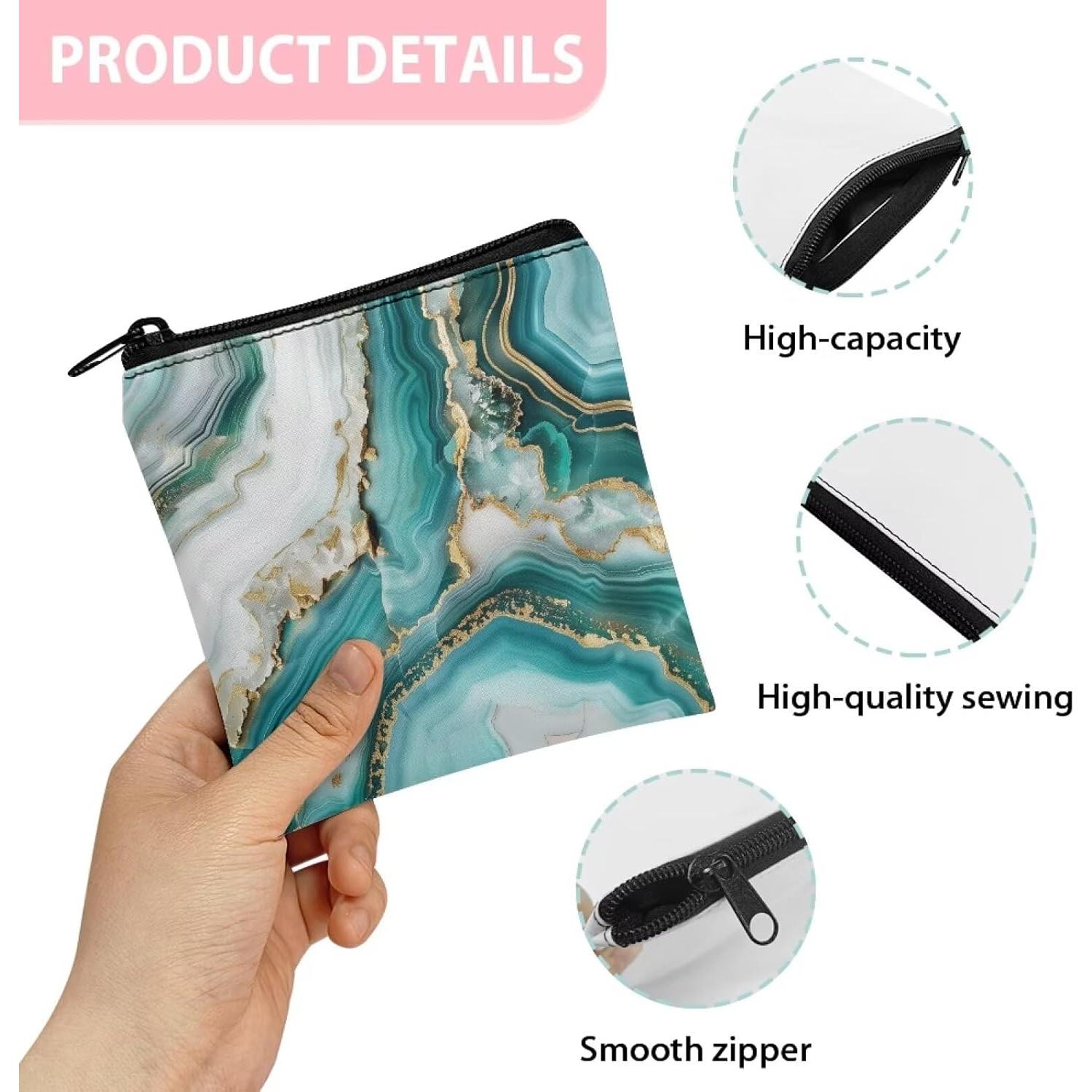 Bolsa de Almacenamiento Menstrual SUITOSELFY Mármol Verde Teal 13x13.7 cm