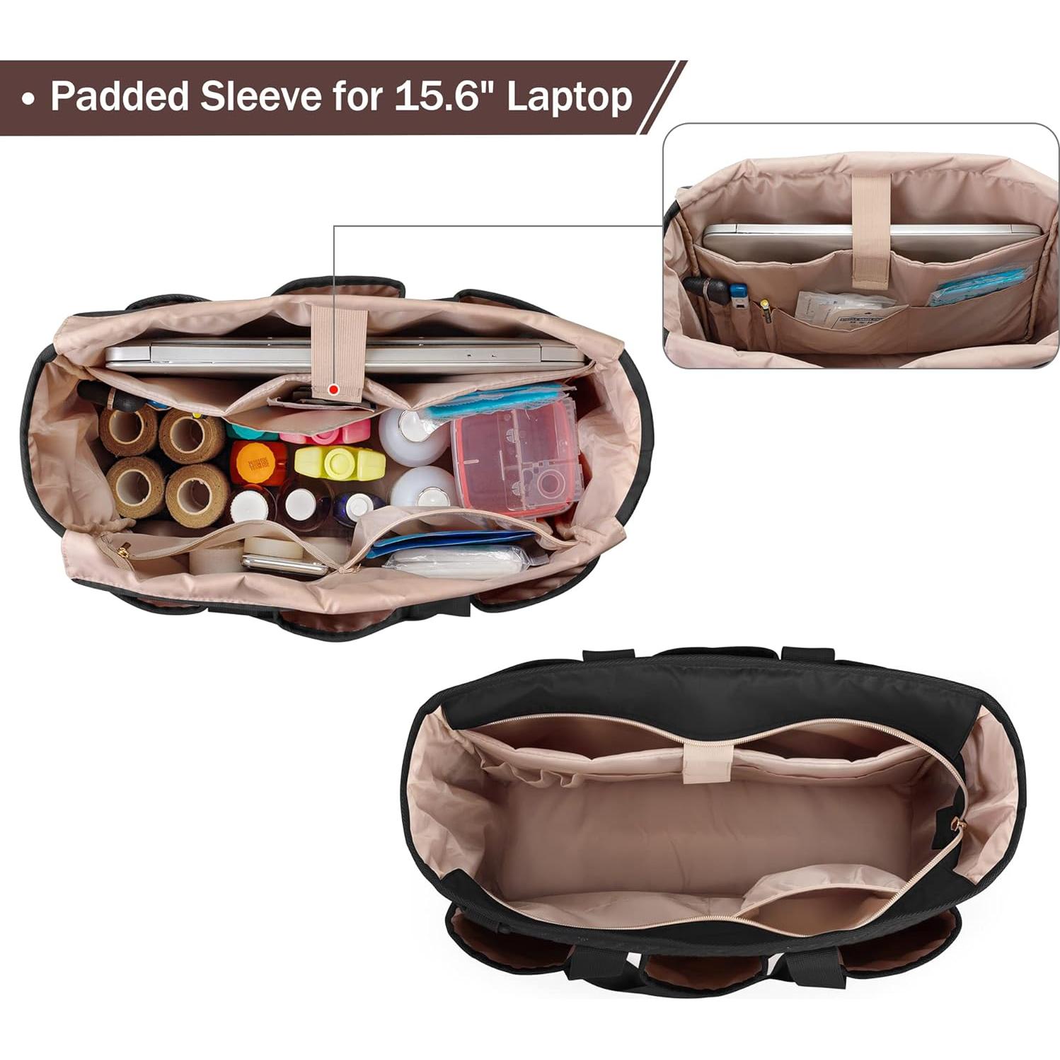 Bolsa Tote para Enfermeras Fasrom Negra - Gran Capacidad y Organización