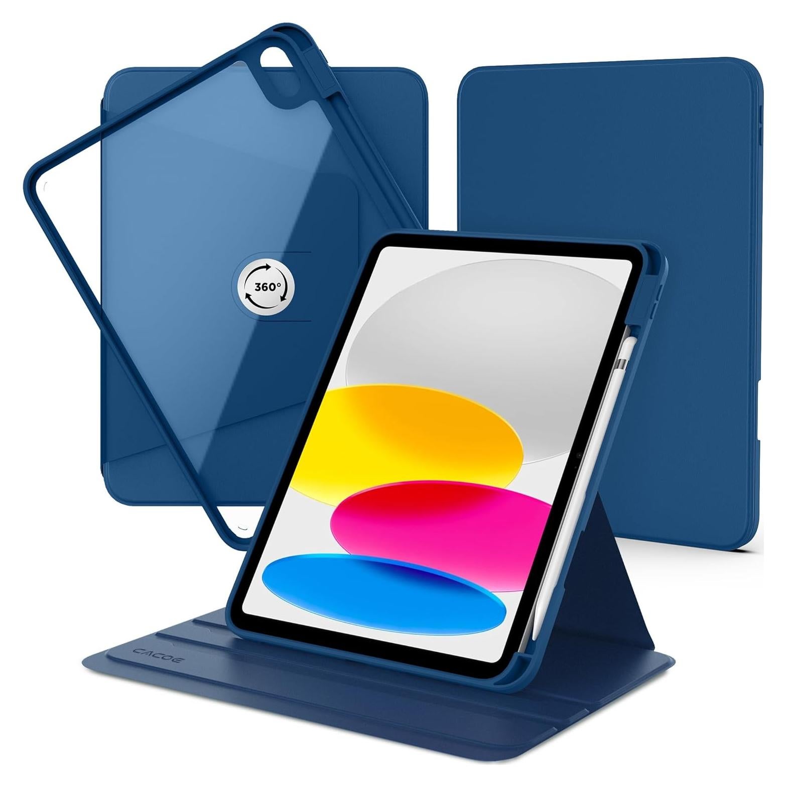 Funda Rotativa 360 CACOE para iPad 11/10 Gen 2022/2025 Azul