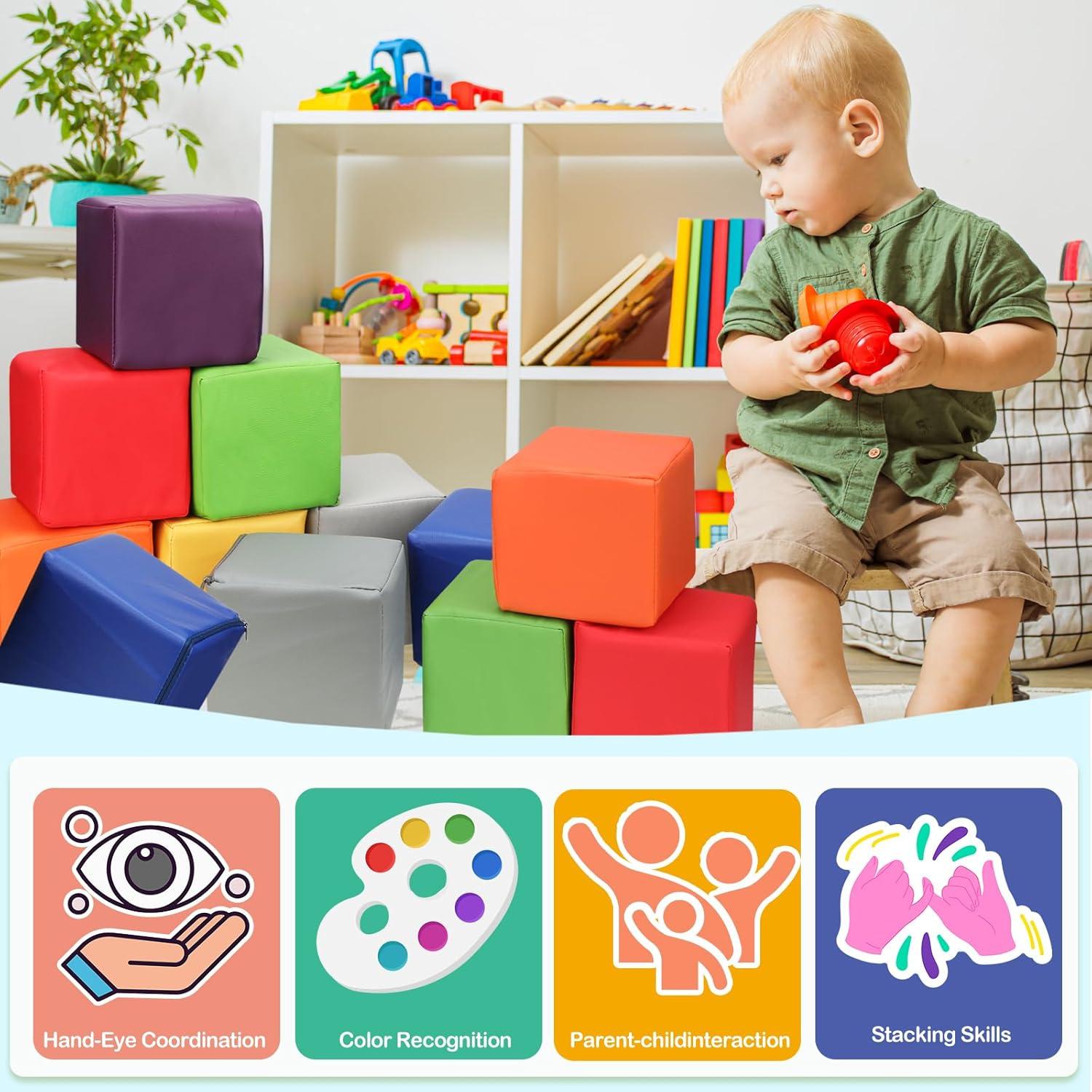 16 Bloques de Espuma PU Coloridos para Niños - Juego Seguro