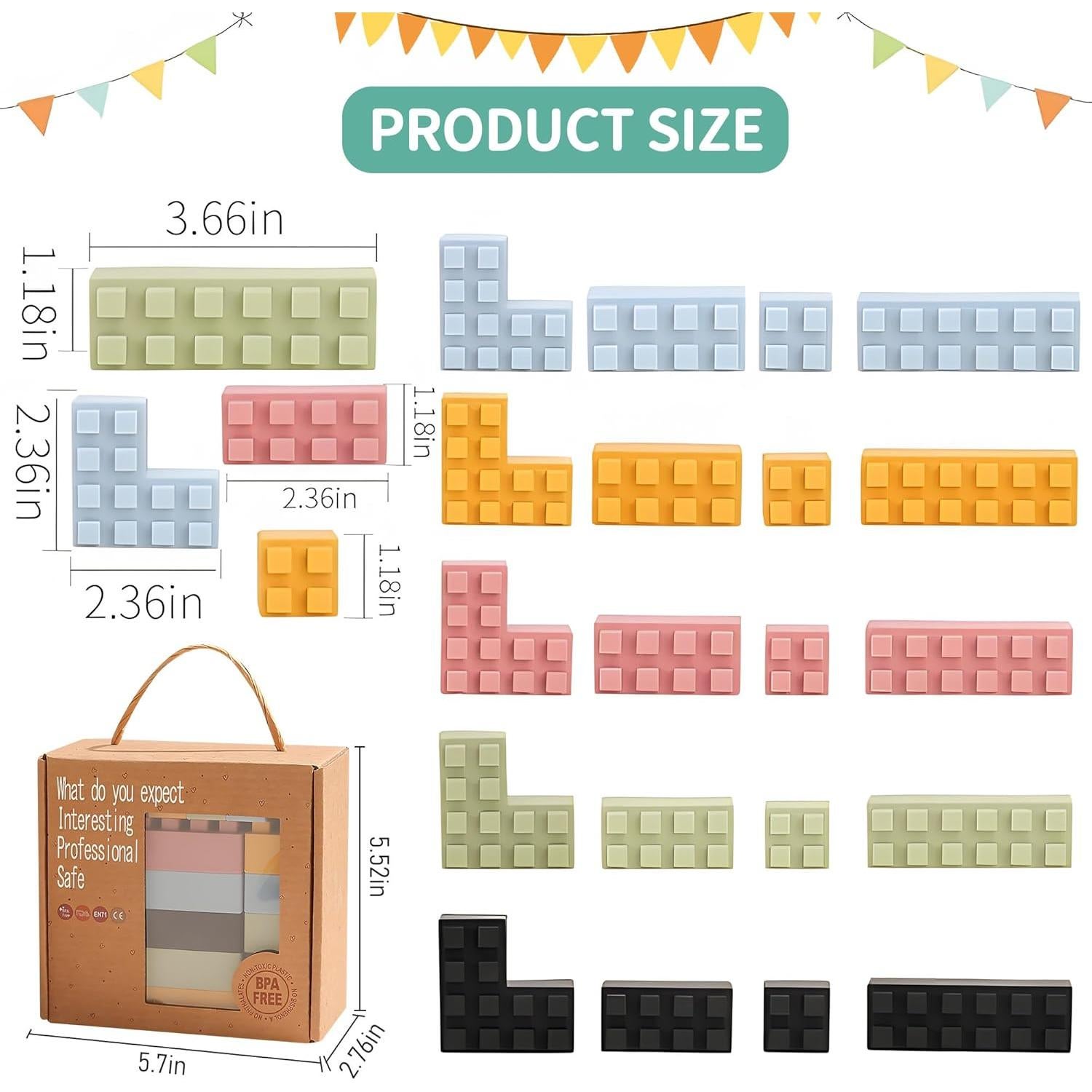 Bloques de Silicona Suaves ROHSCE 20PCS Juguete Educativo