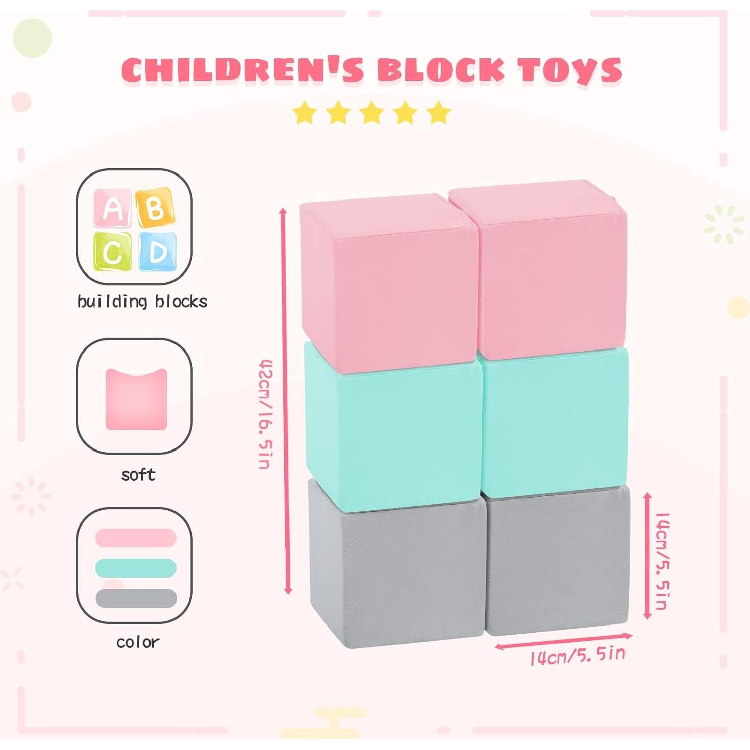 Bloques de Espuma Suave TRENDBOX 6 Pcs 13.97 cm Colores Brillantes