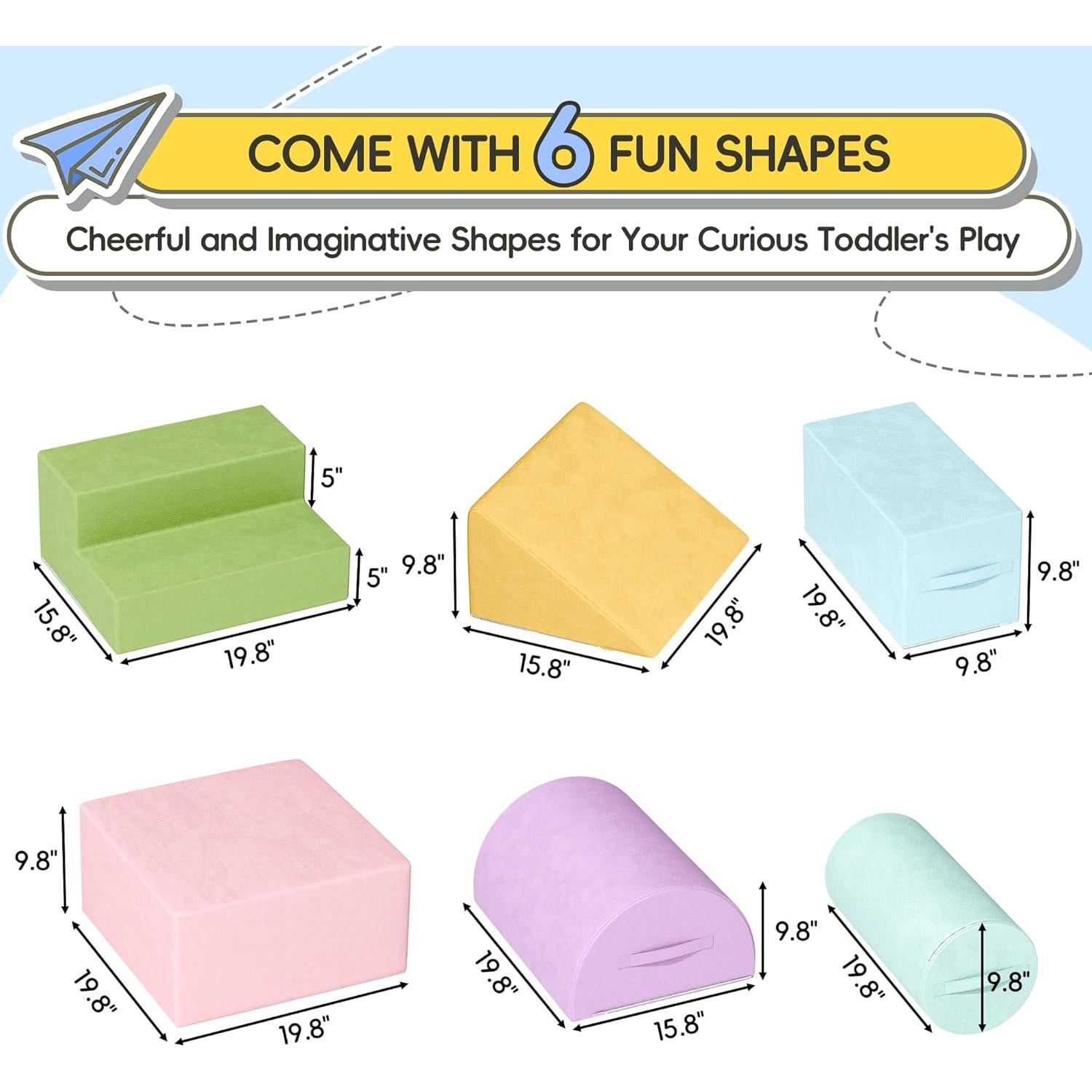 Bloques de Escalada de Espuma MU 6 Piezas Multicolor para Niños
