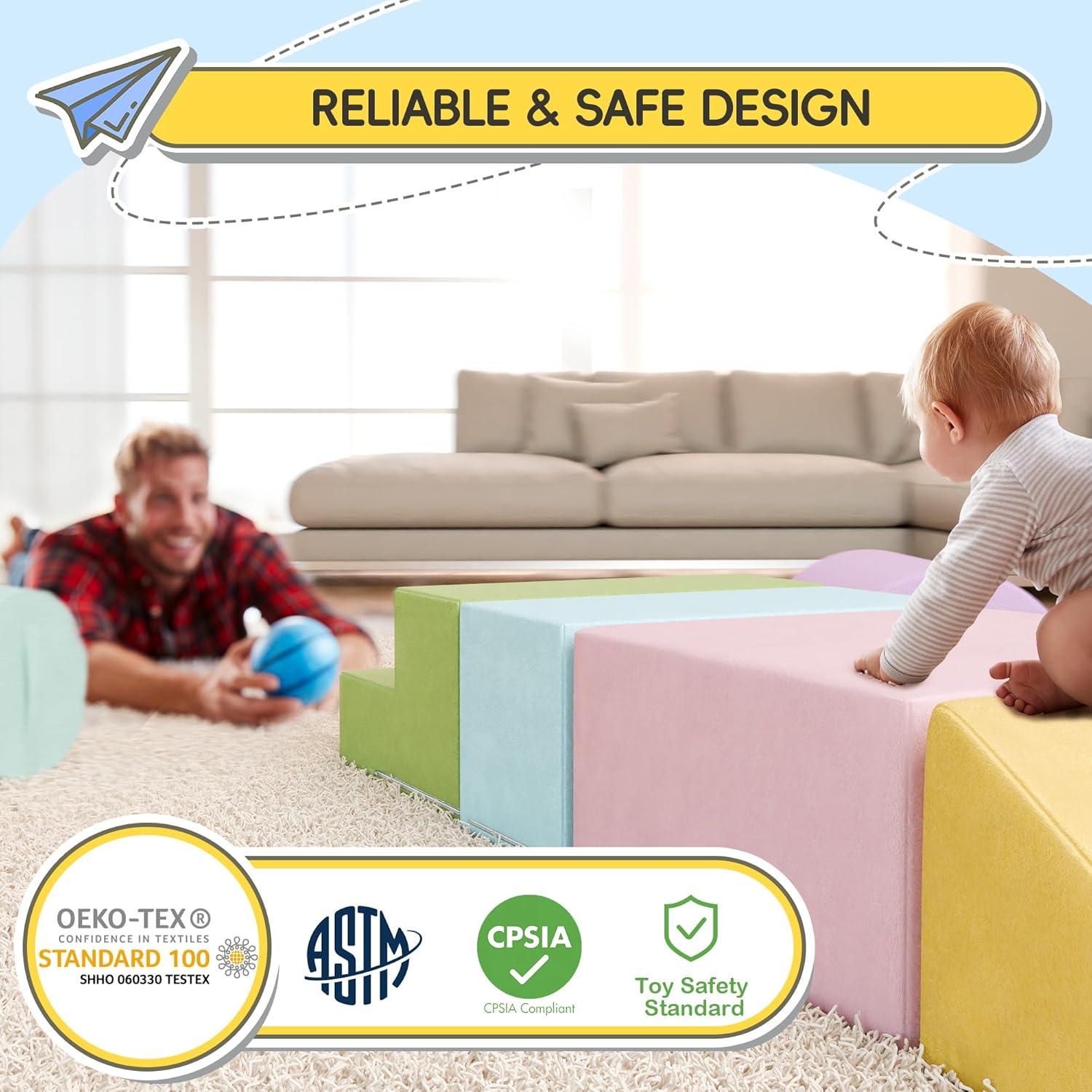 Bloques de Escalada de Espuma MU 6 Piezas Multicolor para Niños