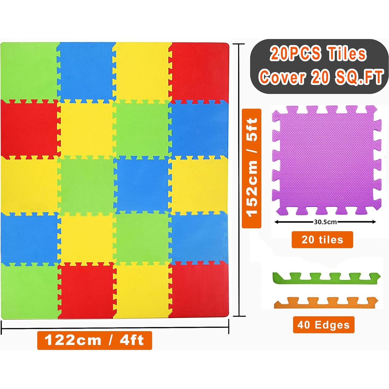 Alfombrilla de Rompecabezas Kangler 20 Piezas EVA Colorida 1cm