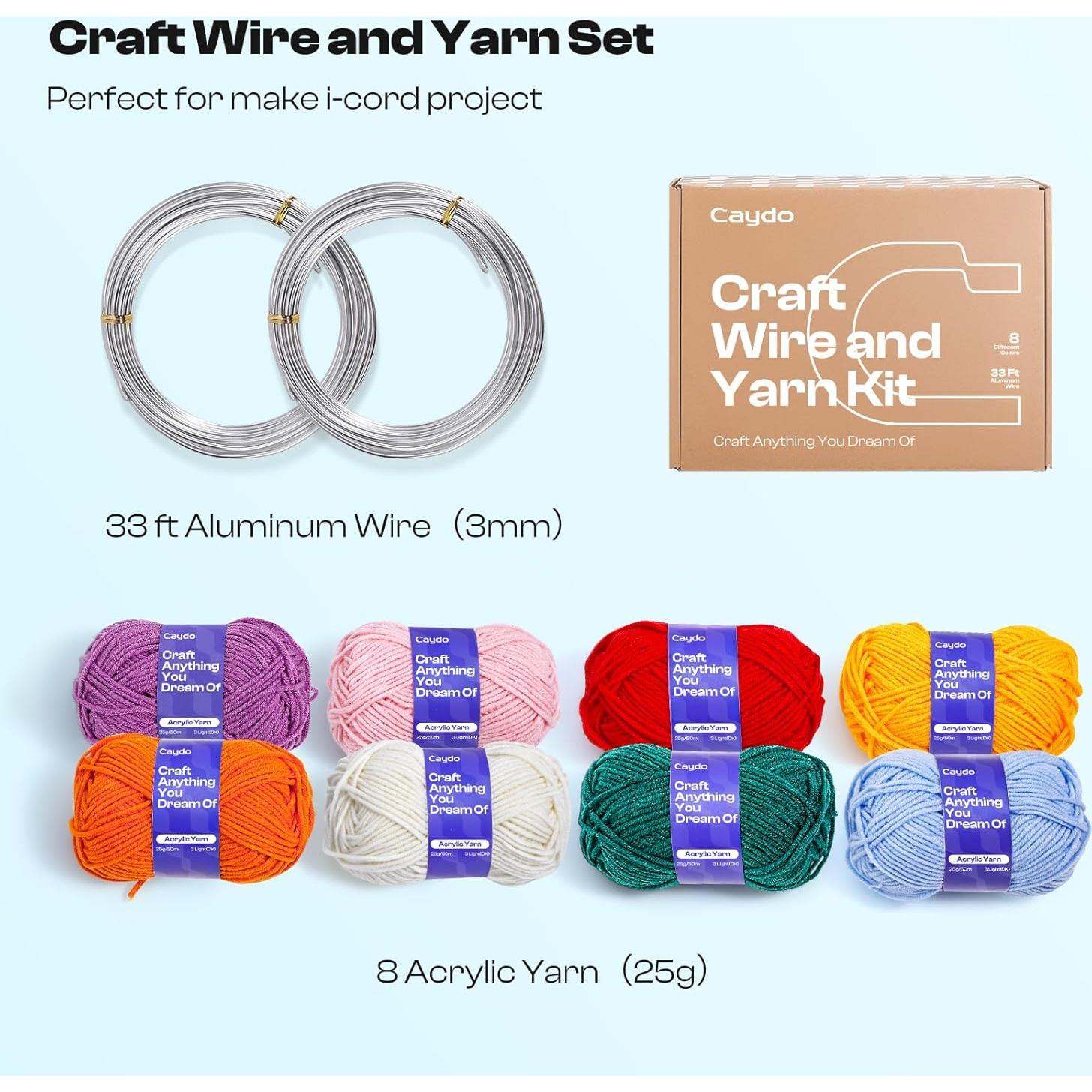 Kit de Tejido i-Cord Caydo con Hilos Acrílicos y Alambre