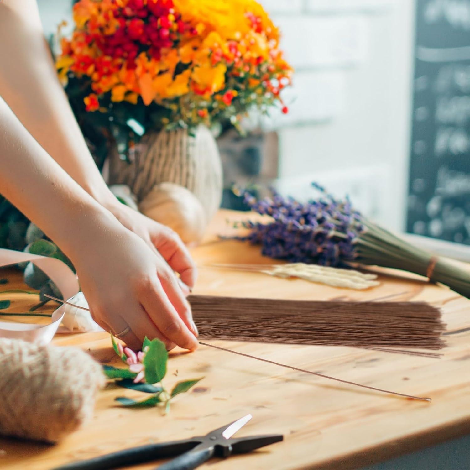 Tallos de Alambre Floral Marrón 18 Gauge Juvale 40.6 cm - 240 Piezas