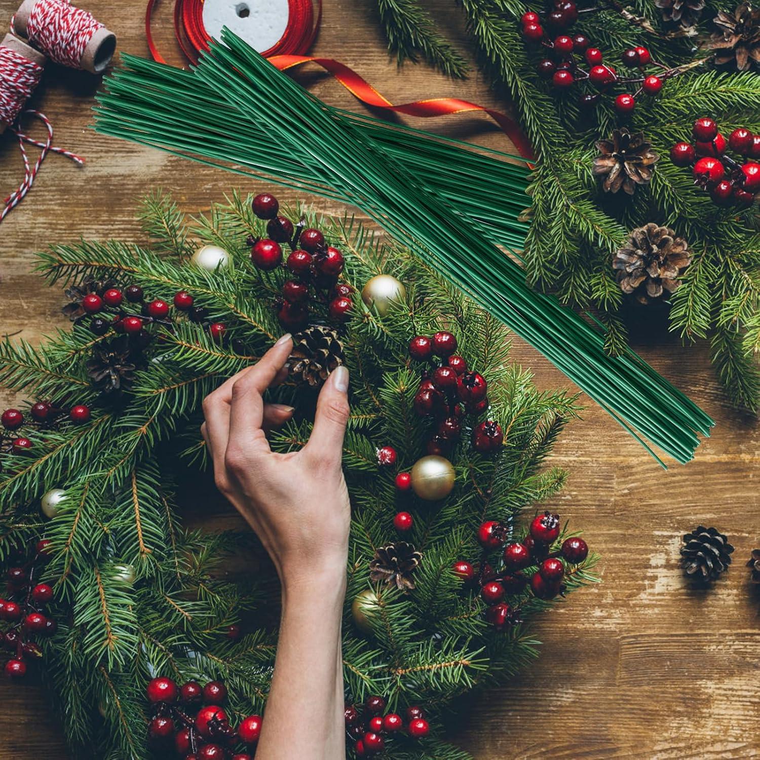 100 Alambres Florales Verde Oscuro 36 cm 2 Gauge para Manualidades