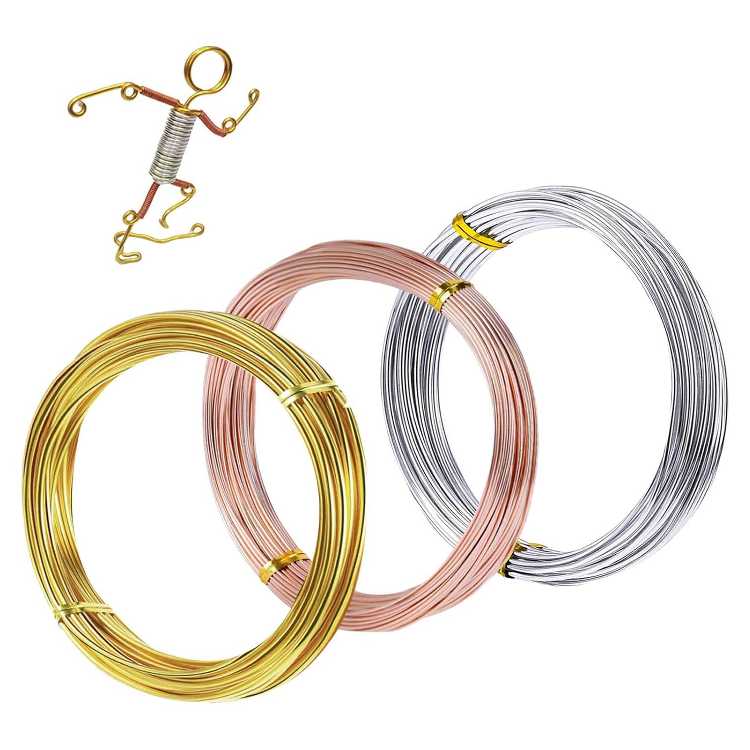 Alambre Artesanal Cinvo 3 Rollos 2mm Plata Oro Rosa