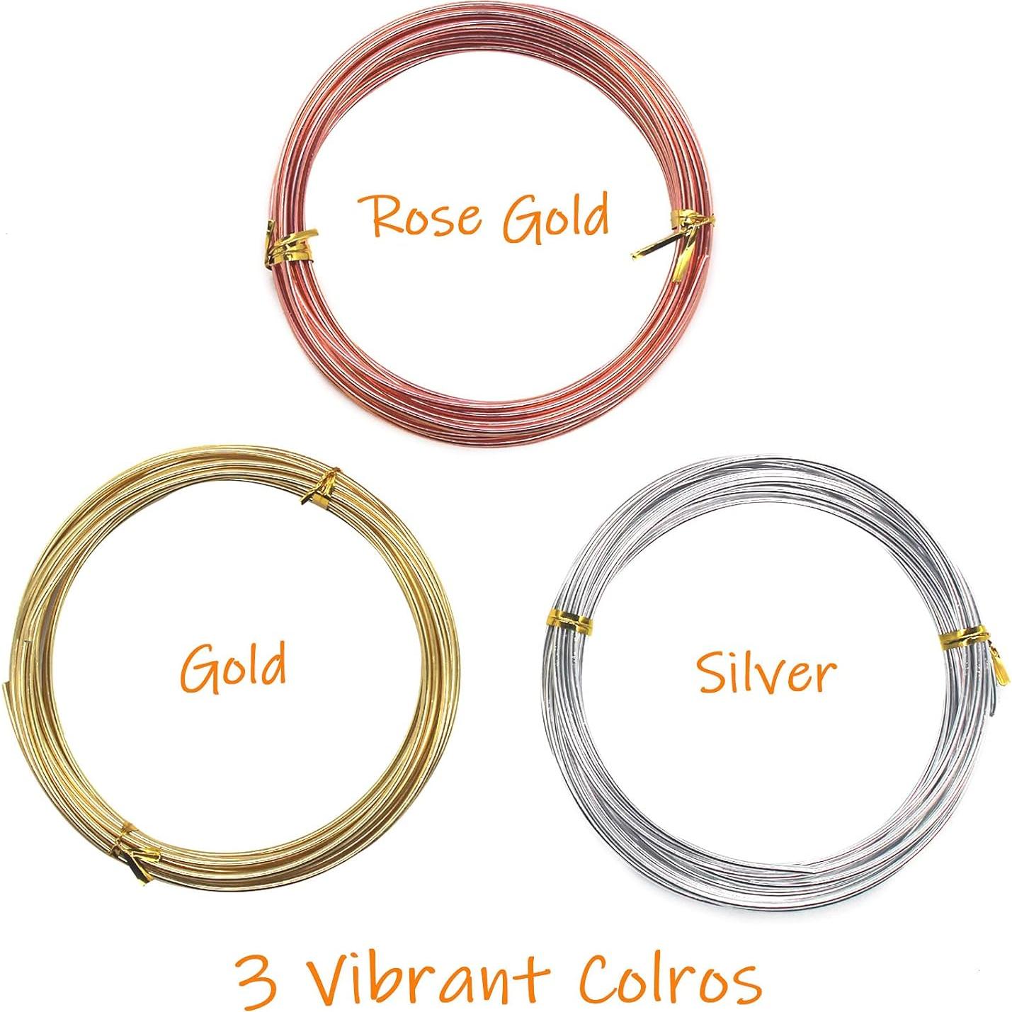 Alambre Artesanal Cinvo 3 Rollos 2mm Plata Oro Rosa