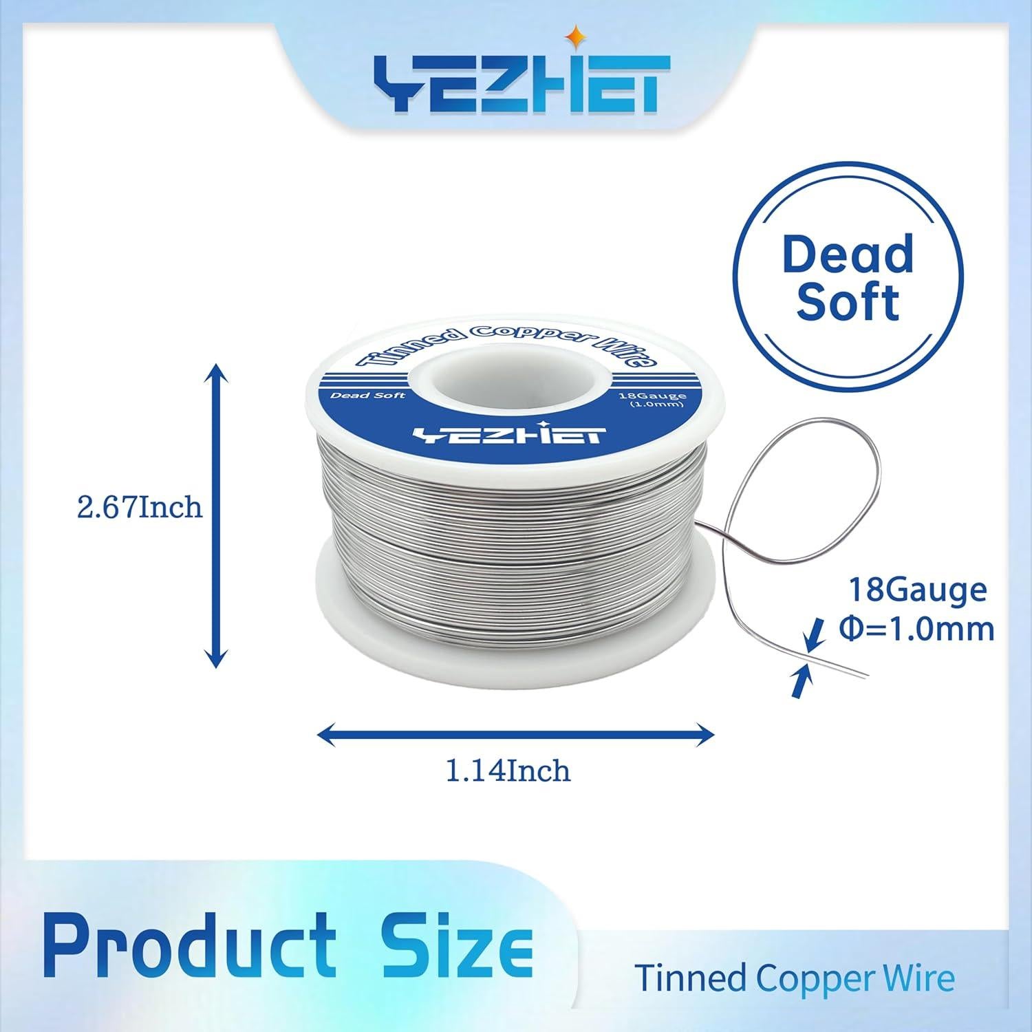 Cable de Cobre Estañado 18 Calibre 0.23kg YEZHET para Manualidades