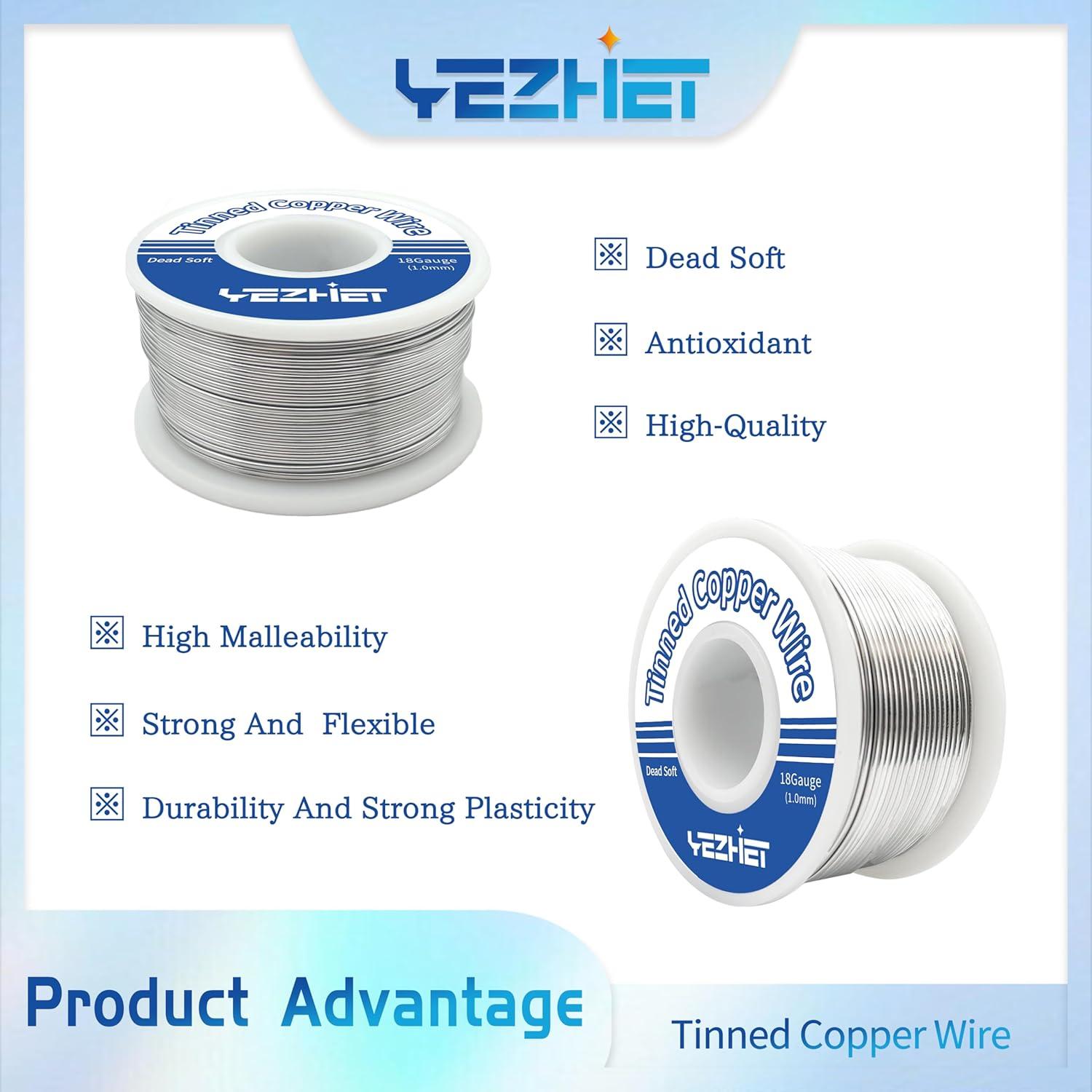 Cable de Cobre Estañado 18 Calibre 0.23kg YEZHET para Manualidades