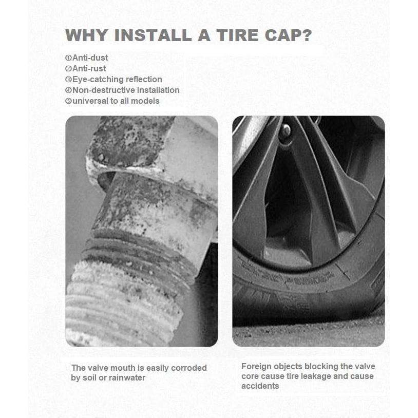 4 Tapas de Válvula de Neumático de Broma UHAD LTM20230714 Negro