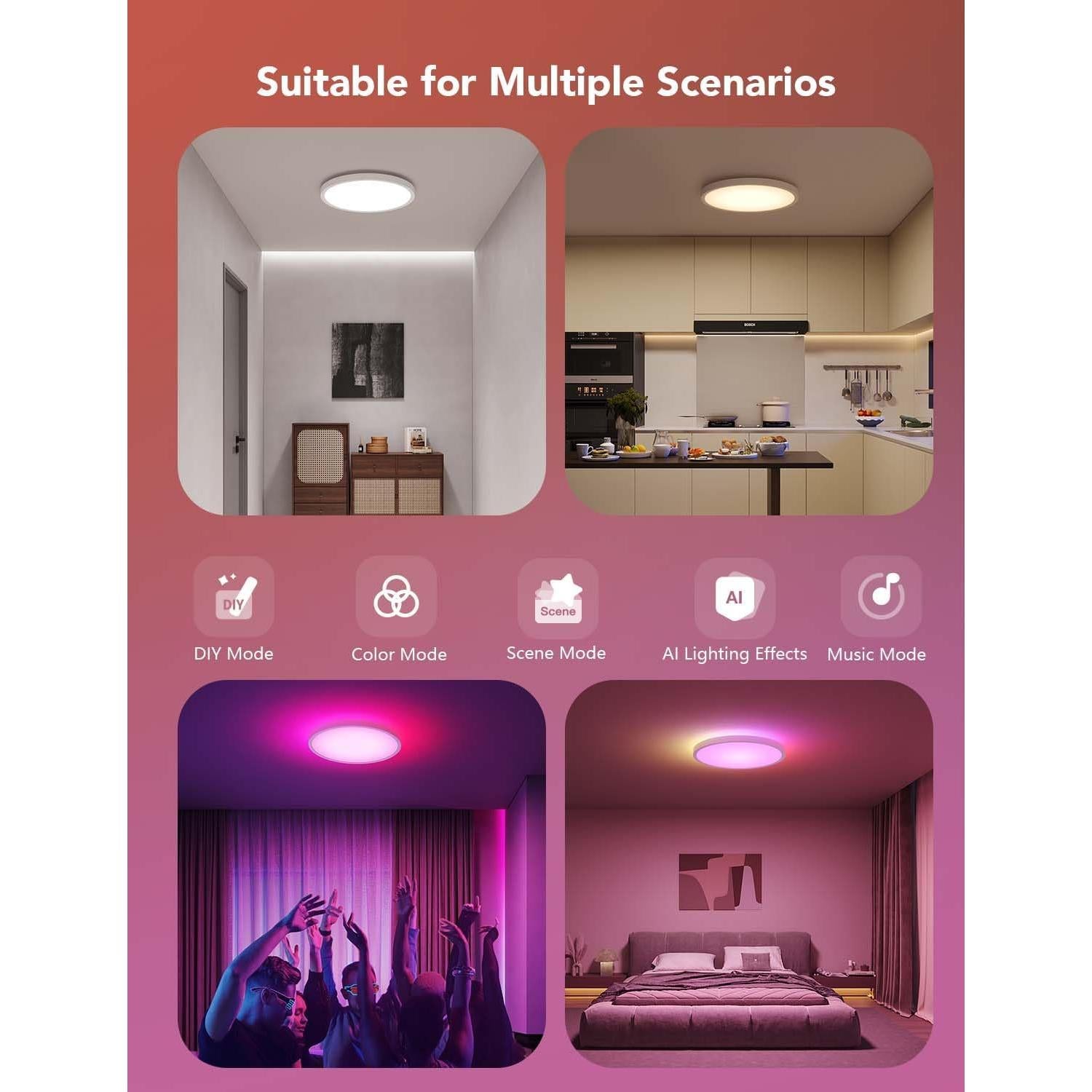 Govee Luz de Techo Inteligente LED RGBIC 30.5cm 2400LM