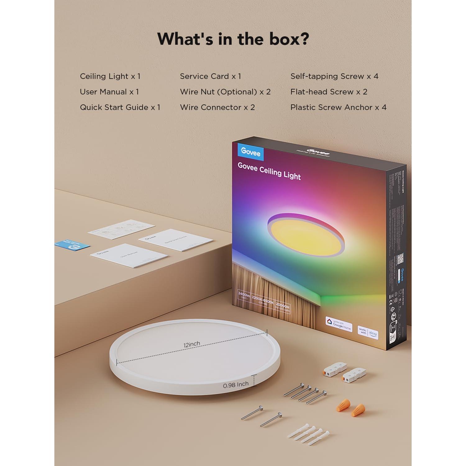 Govee Luz de Techo Inteligente LED RGBIC 30.5cm 2400LM