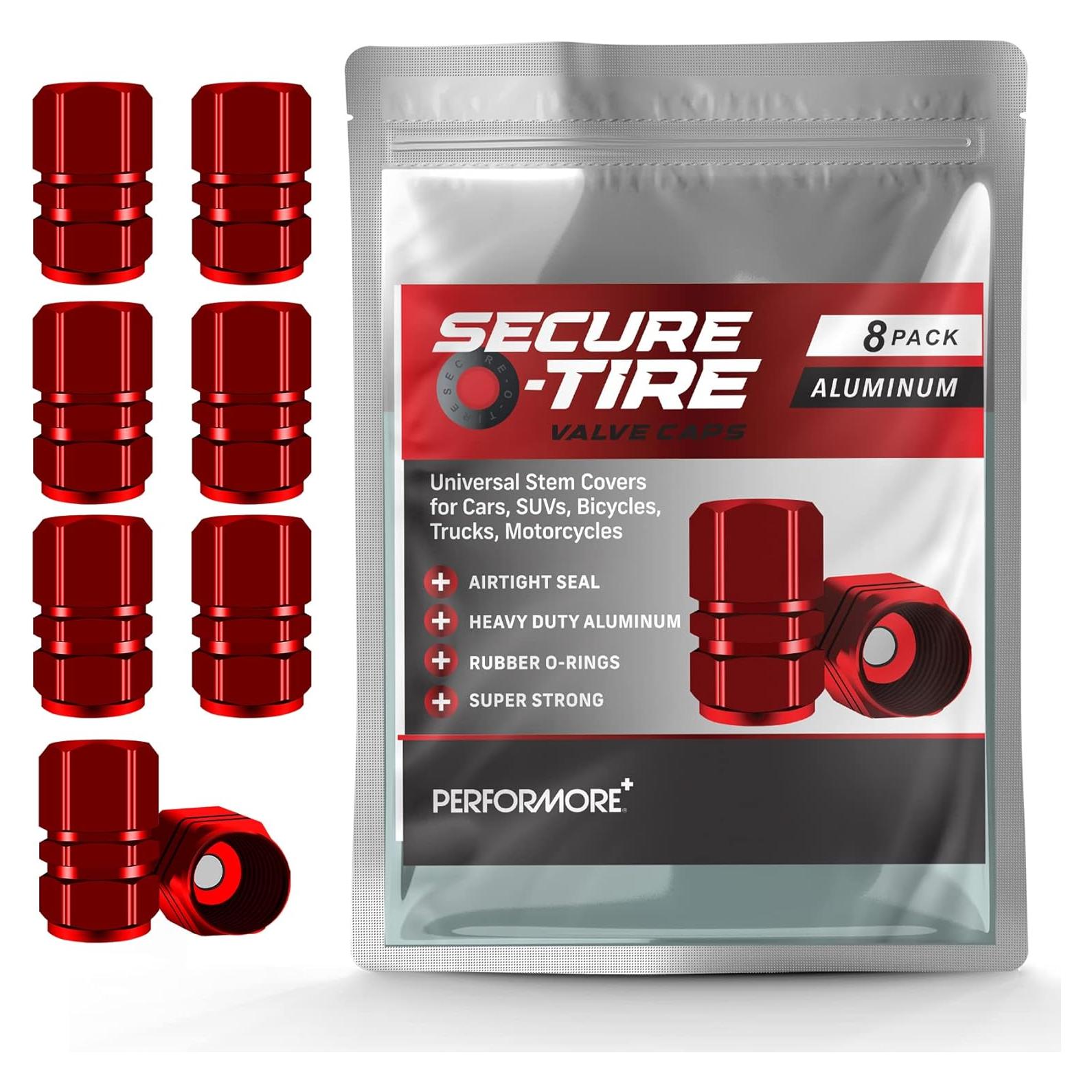 Tapas de Válvula de Neumático Performore 8 Pcs Rojo Universal