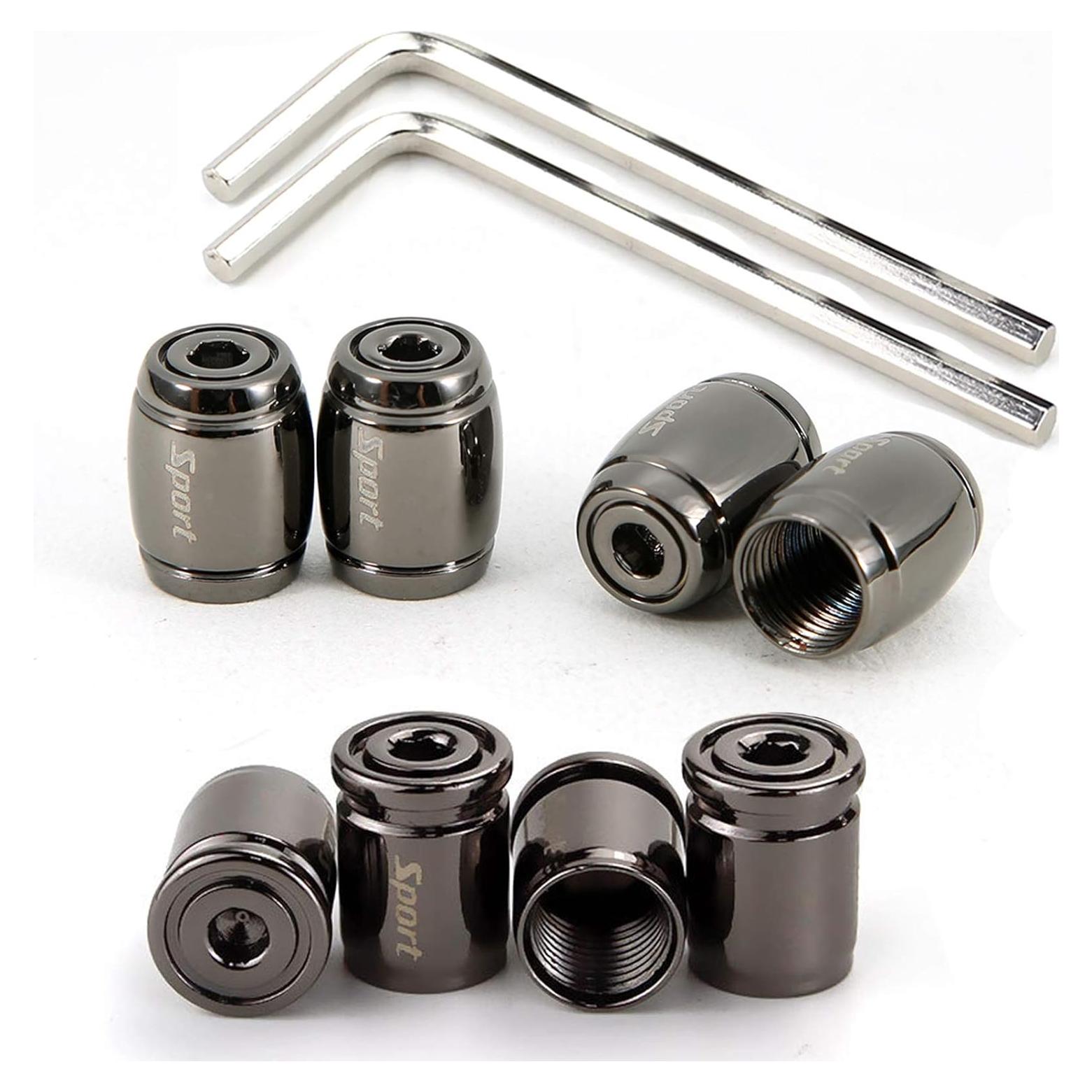 Tapones de Válvula Antirrobo Dsycar 8 Piezas Aluminio Negro