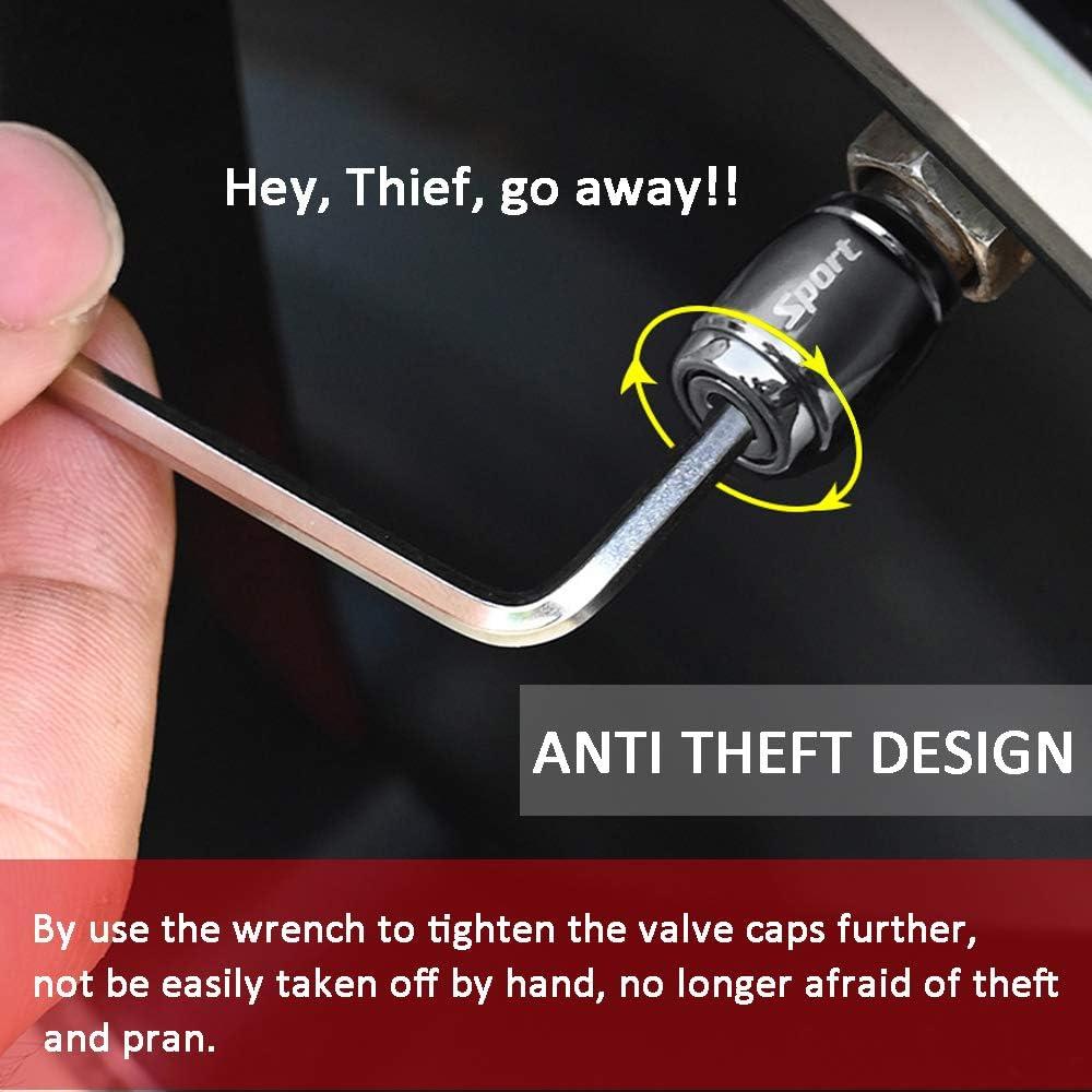 Tapones de Válvula Antirrobo Dsycar 8 Piezas Aluminio Negro