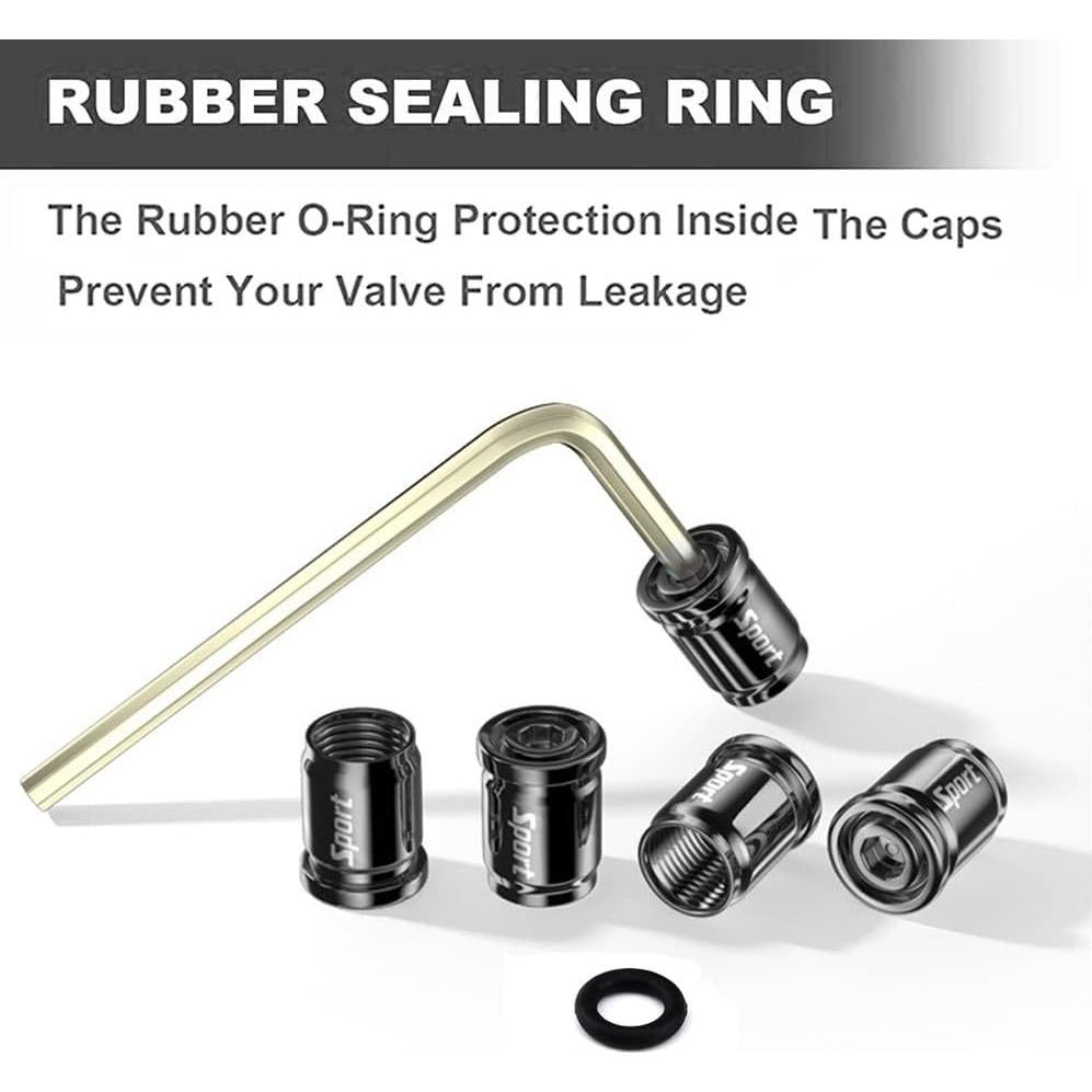 Tapones de Válvula Antirrobo Dsycar 8 Piezas Aluminio Negro