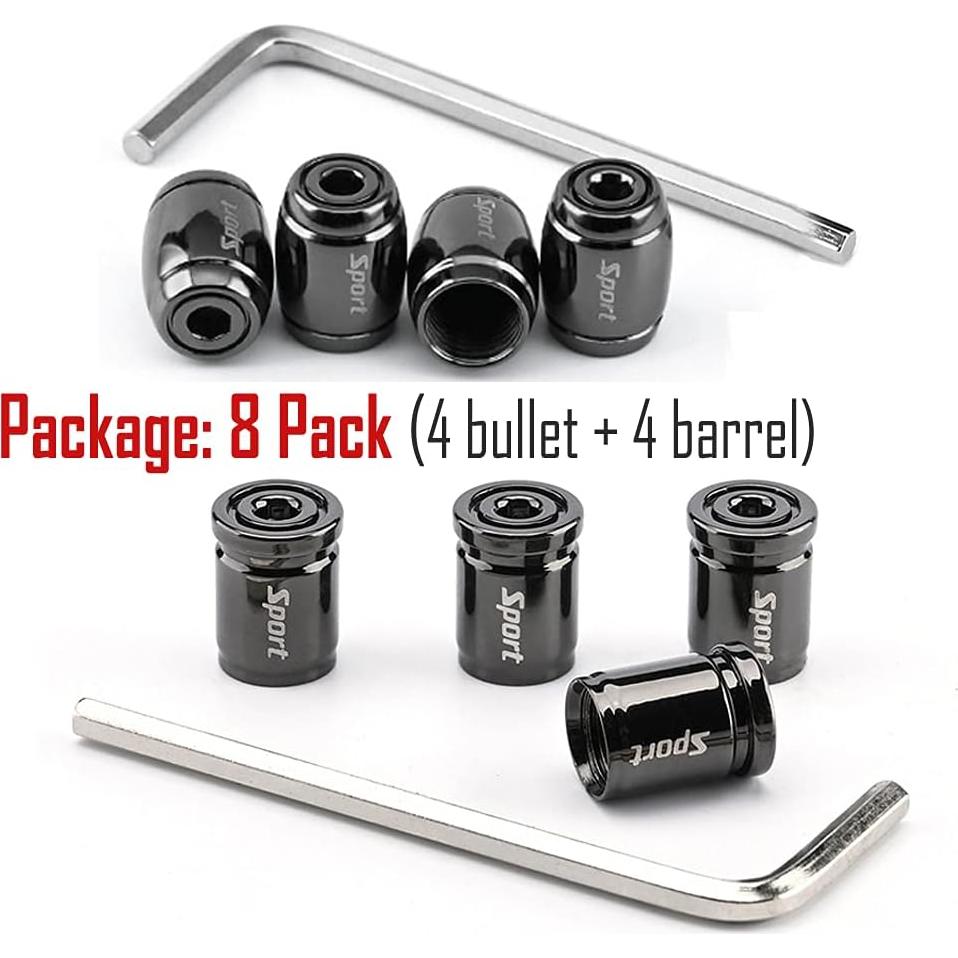 Tapones de Válvula Antirrobo Dsycar 8 Piezas Aluminio Negro