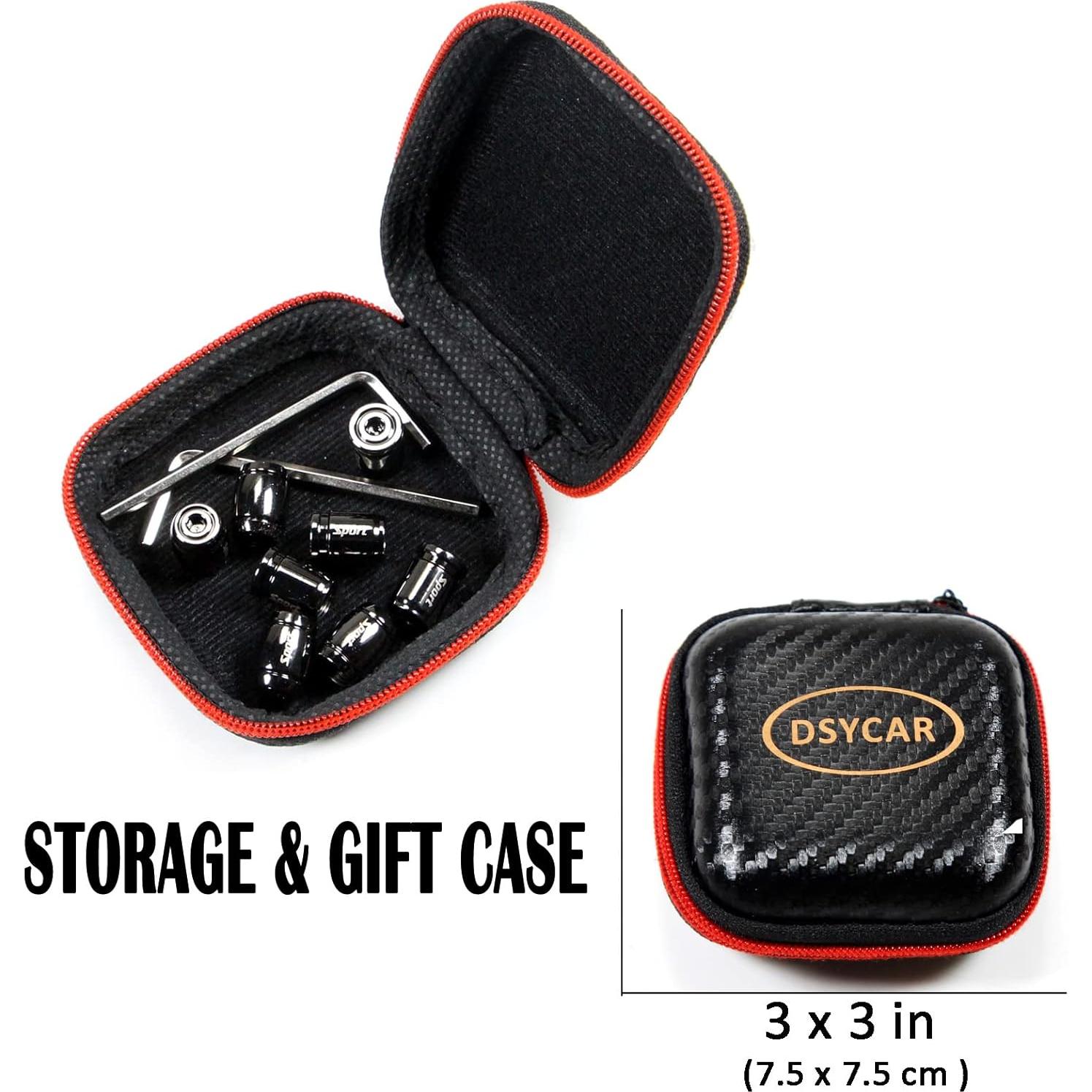 Tapones de Válvula Antirrobo Dsycar 8 Piezas Aluminio Negro