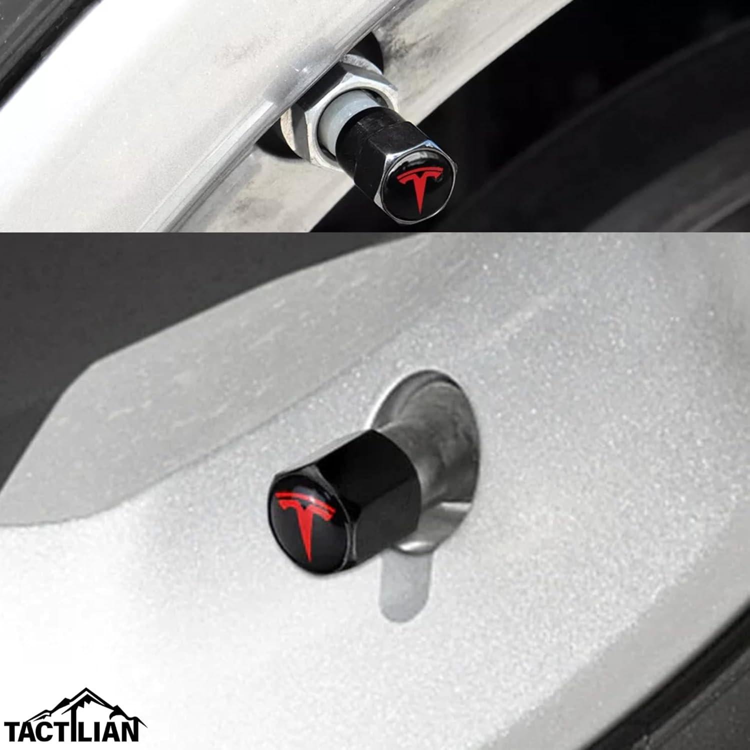 Tapones de Válvula de Neumático Tactilian Rojo para Tesla 4 Pzas