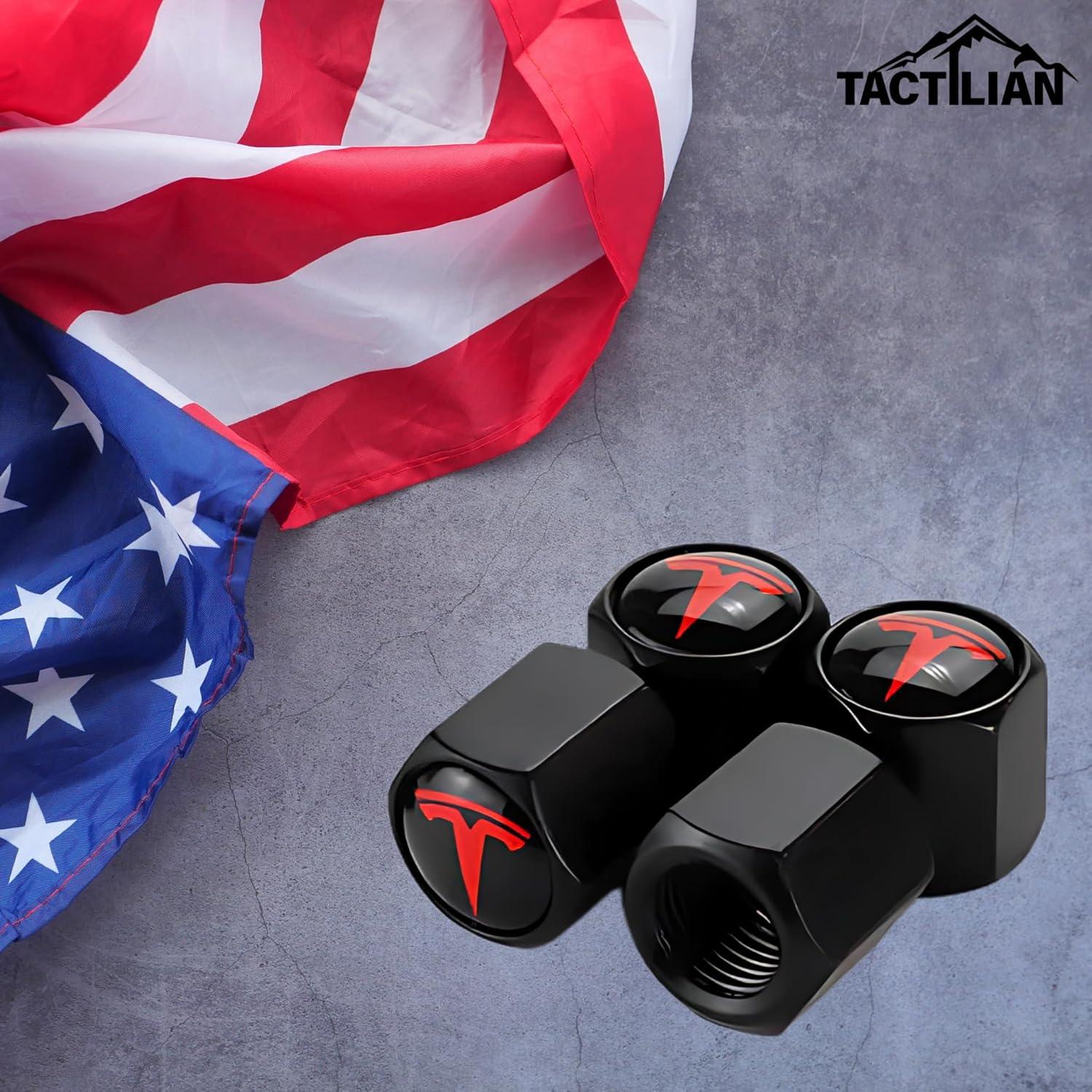 Tapones de Válvula de Neumático Tactilian Rojo para Tesla 4 Pzas