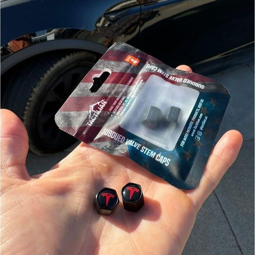 Tapones de Válvula de Neumático Tactilian Rojo para Tesla 4 Pzas