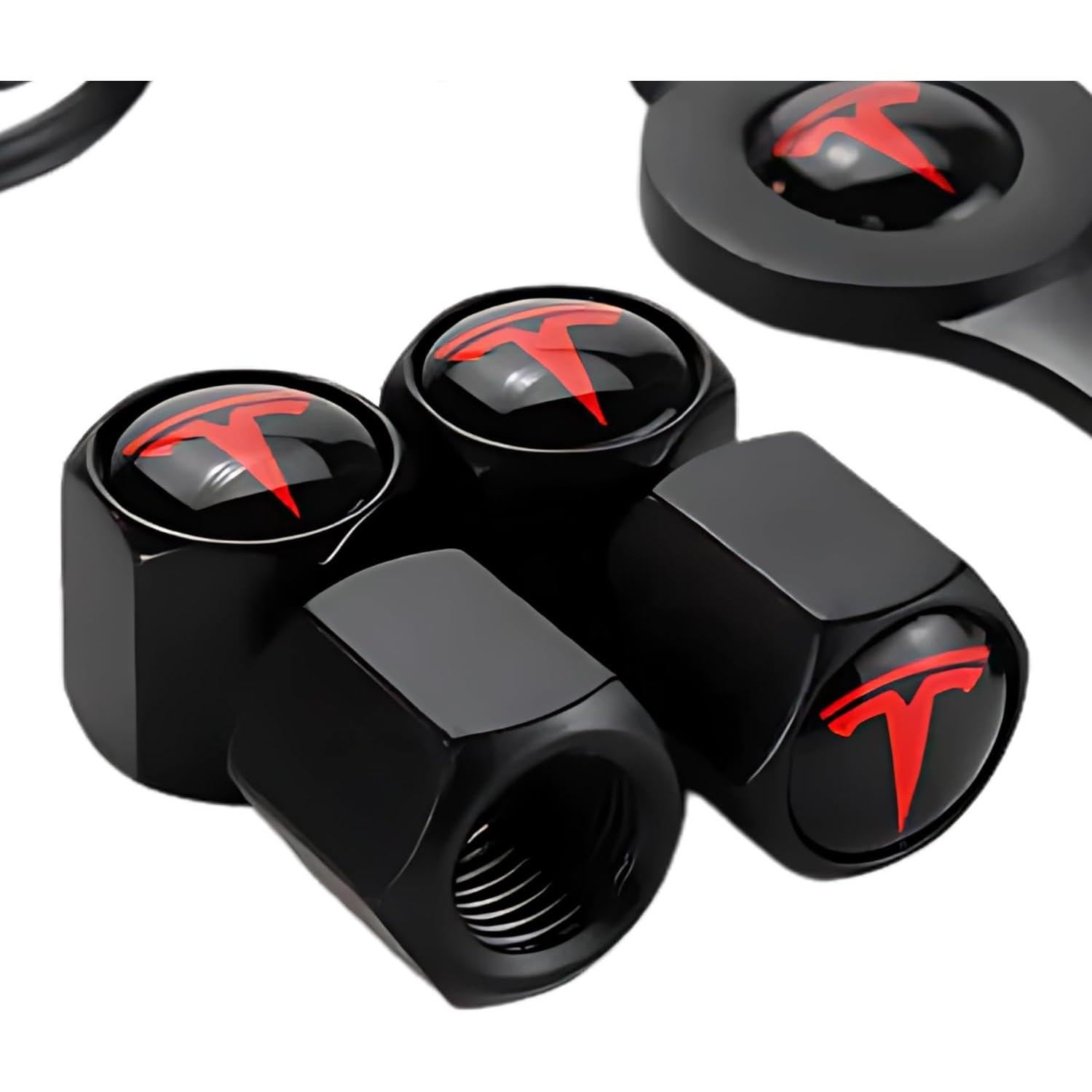 Tapones de Válvula de Neumático Tactilian Rojo para Tesla 4 Pzas