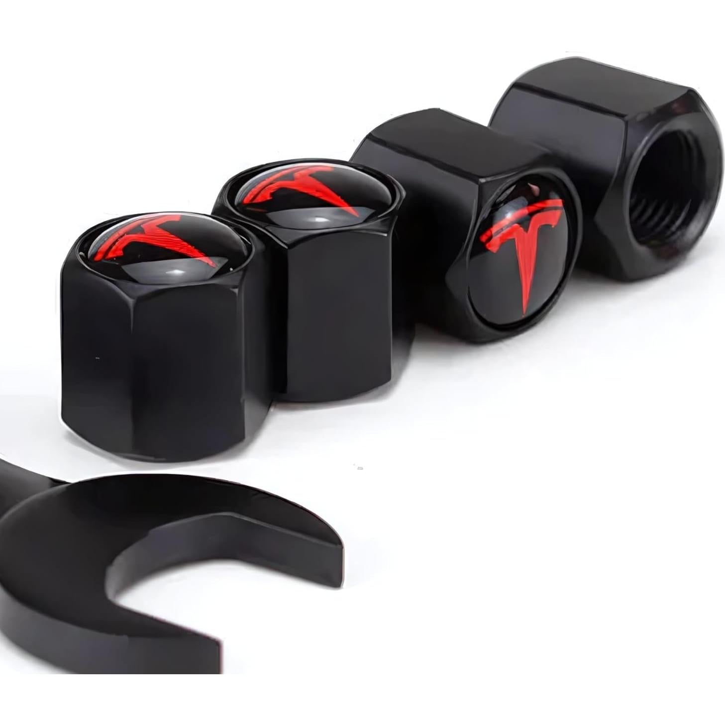 Tapones de Válvula de Neumático Tactilian Rojo para Tesla 4 Pzas