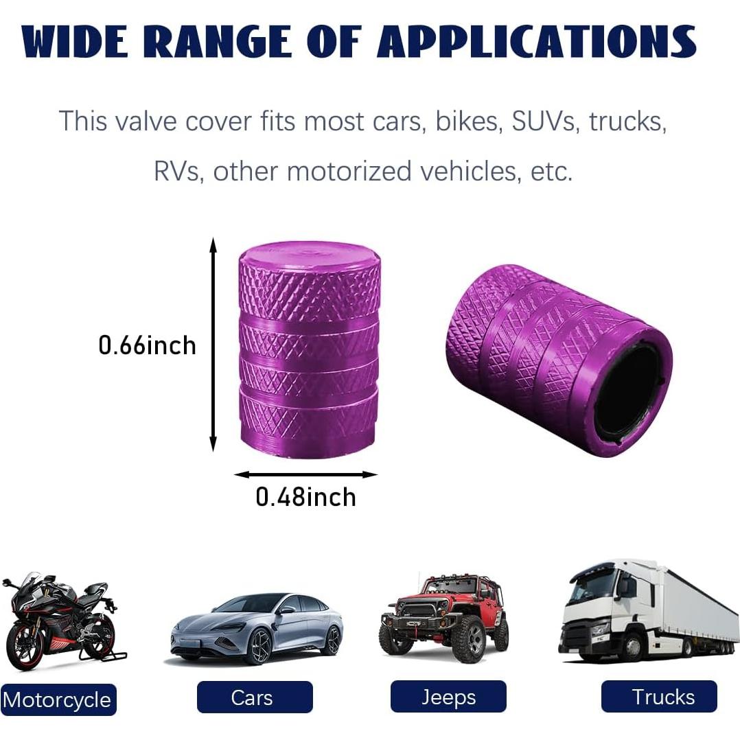 4 Tapones de Válvula de Neumático de Coche Povtii Púrpura