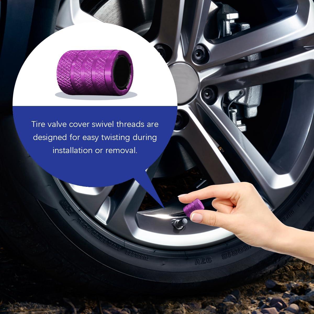 4 Tapones de Válvula de Neumático de Coche Povtii Púrpura