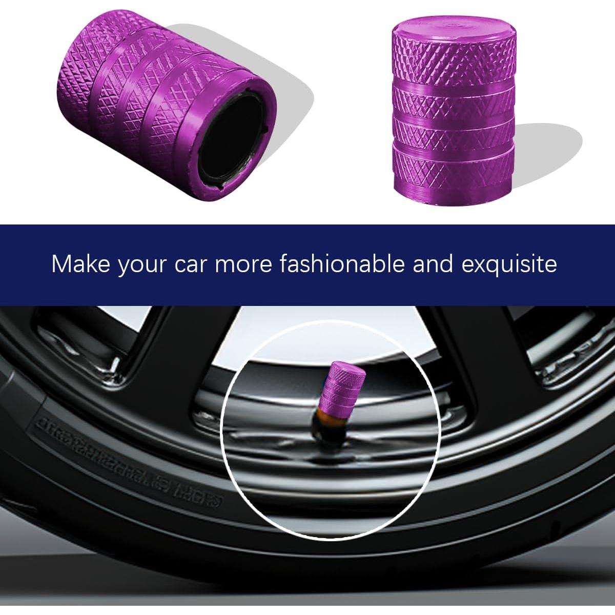 4 Tapones de Válvula de Neumático de Coche Povtii Púrpura