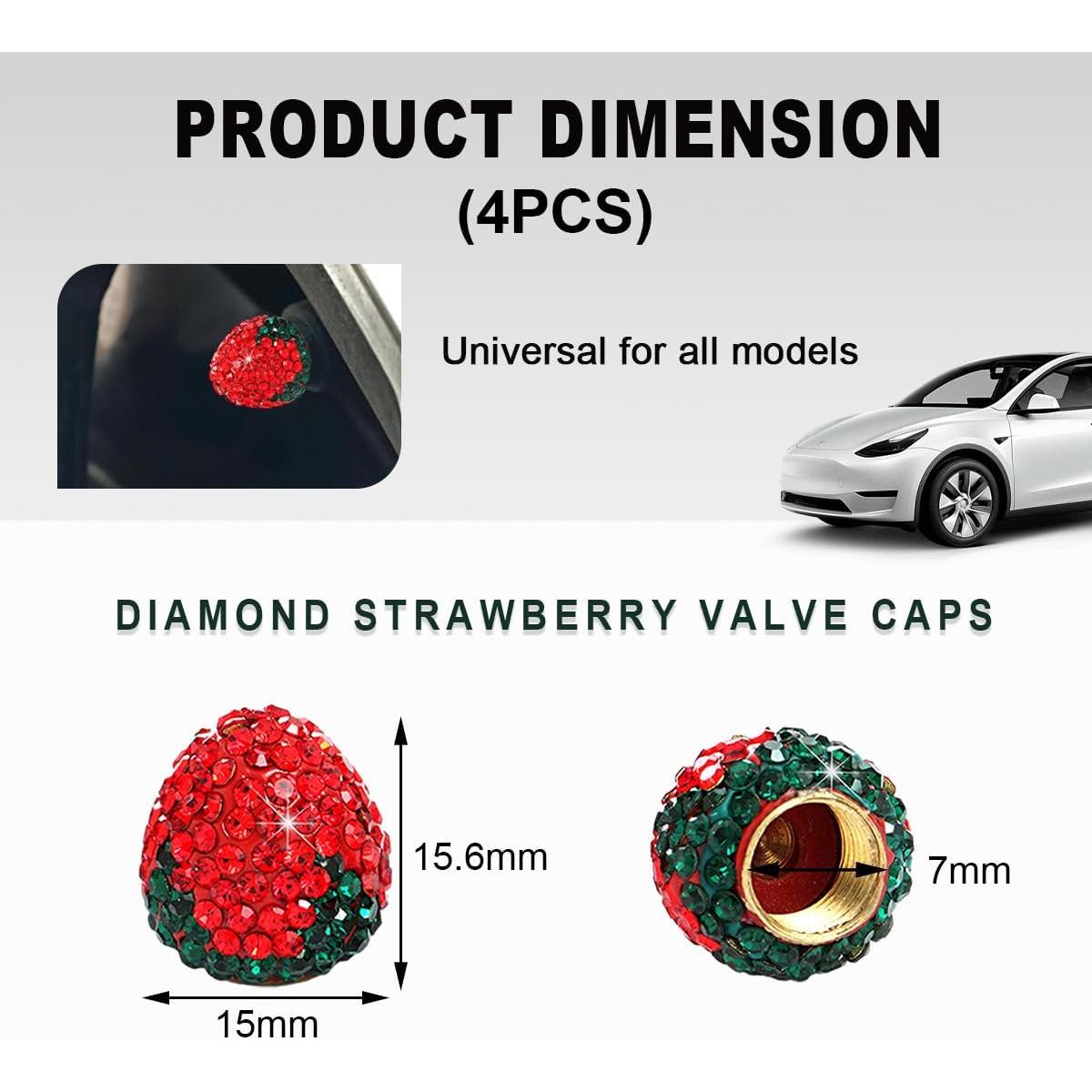 4 Tapas de Válvula de Neumático KVAEY Fresa Rojo