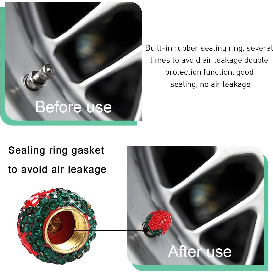 4 Tapas de Válvula de Neumático KVAEY Fresa Rojo