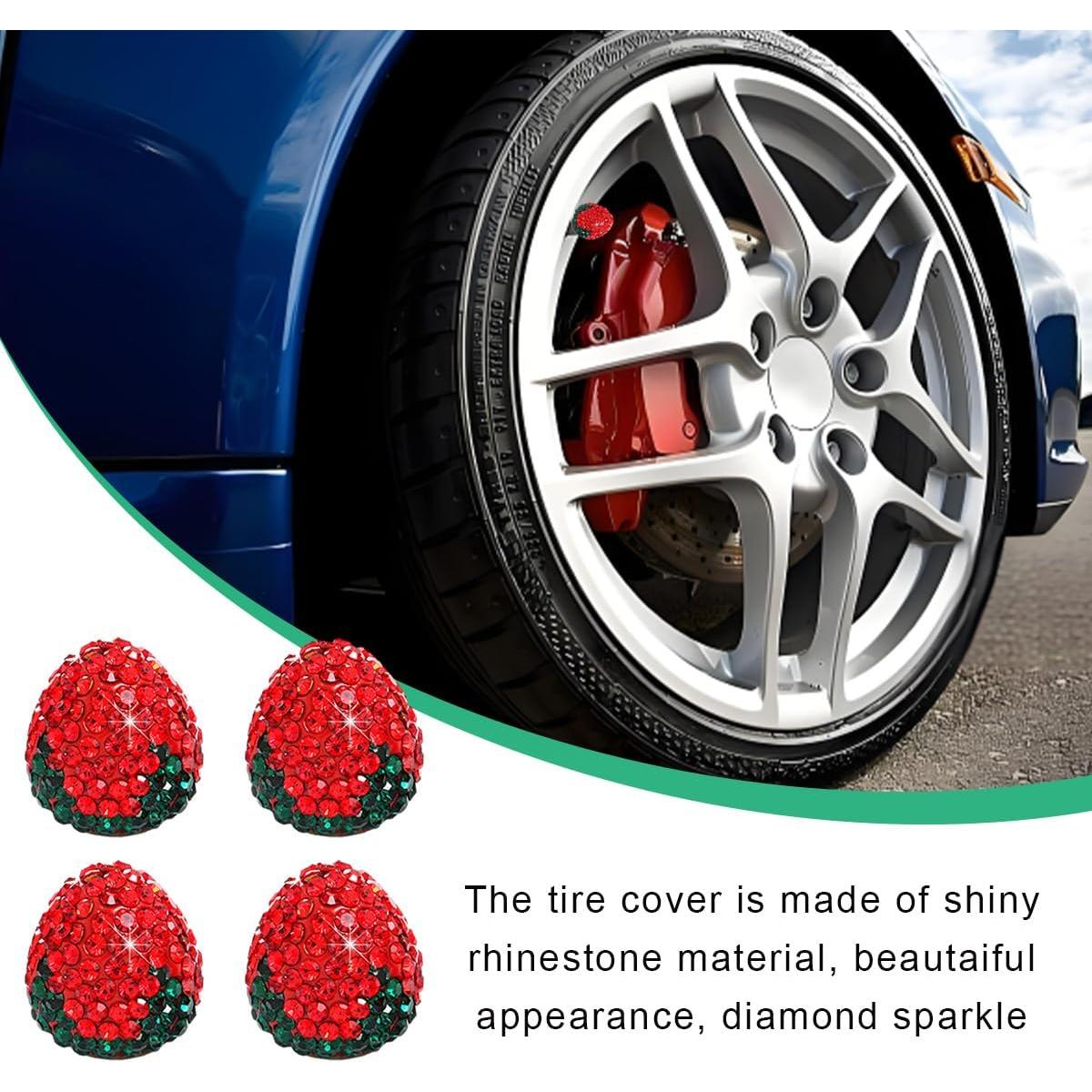 4 Tapas de Válvula de Neumático KVAEY Fresa Rojo