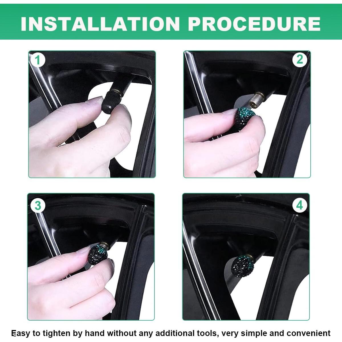 4 Tapas de Válvula de Neumático KVAEY Fresa Rojo