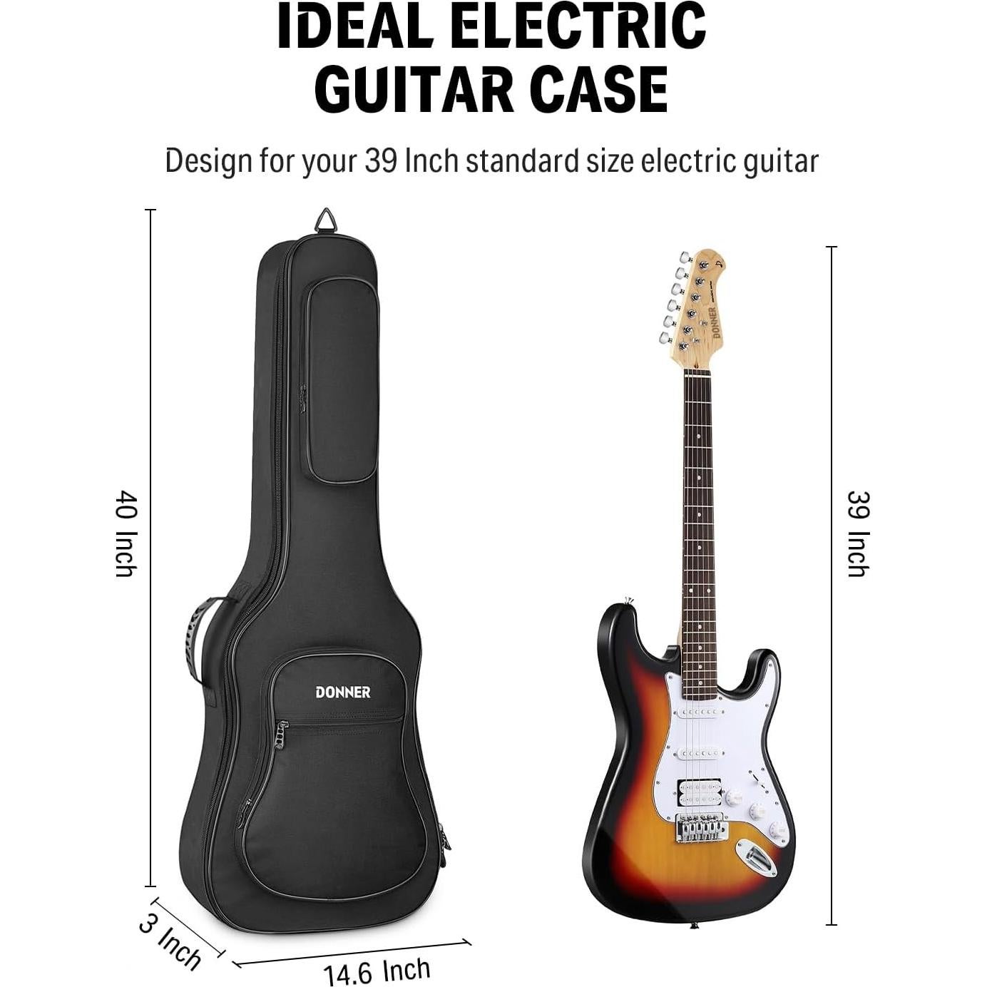 Funda de Guitarra Eléctrica Donner 39" Nylon Impermeable 600D